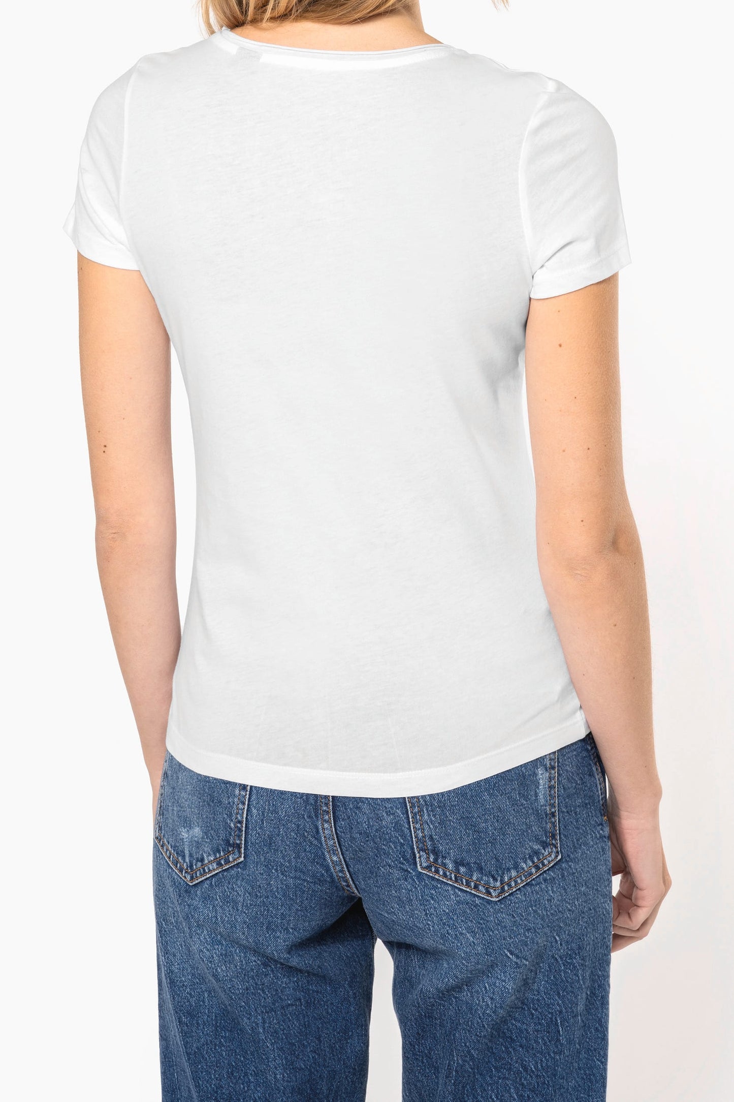 K399C - T-shirt bio donna maniche corte e collo con bordi a taglio vivo
