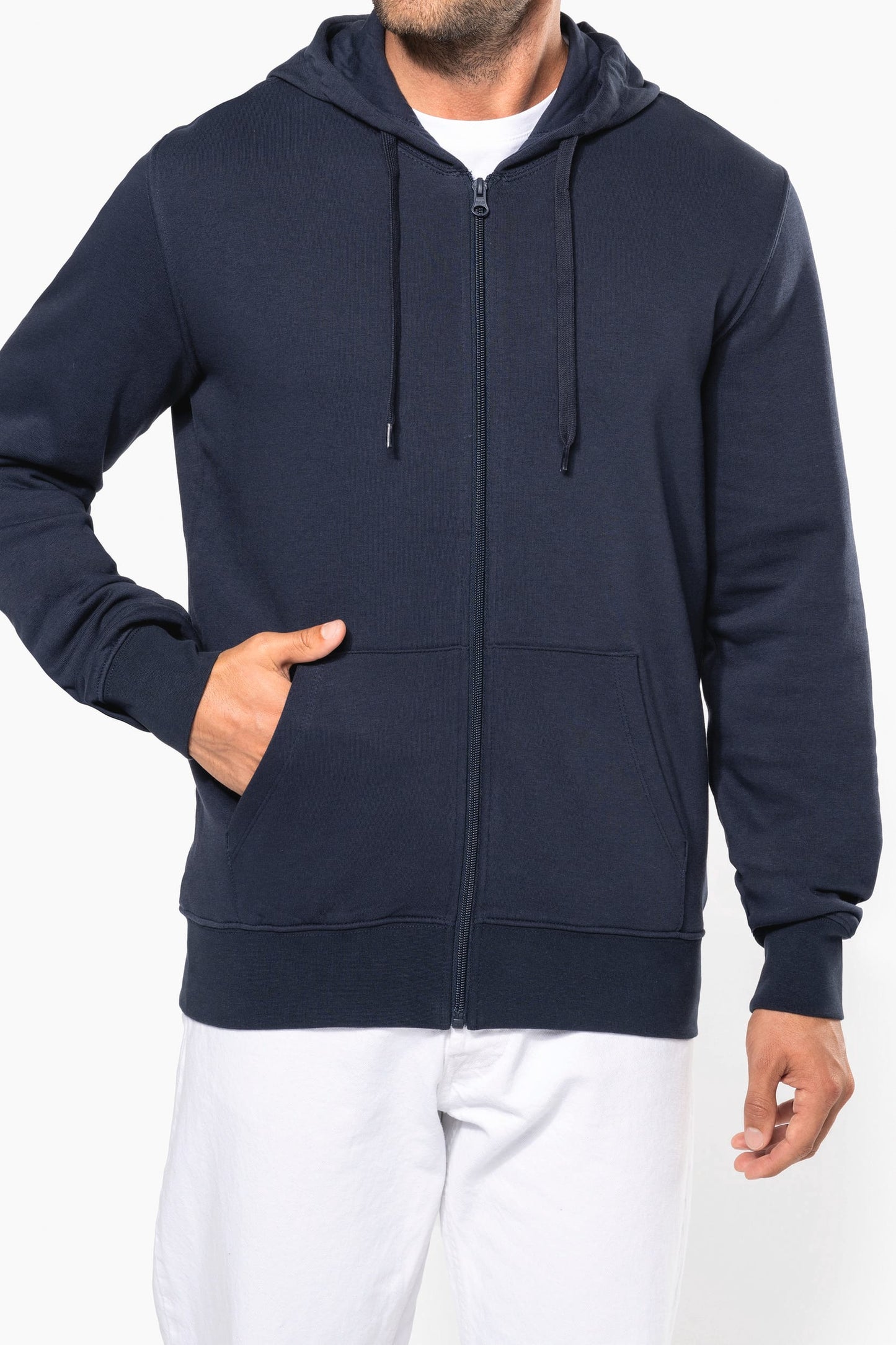 K4030CX - Felpa eco-sostenibile uomo con cappuccio e zip