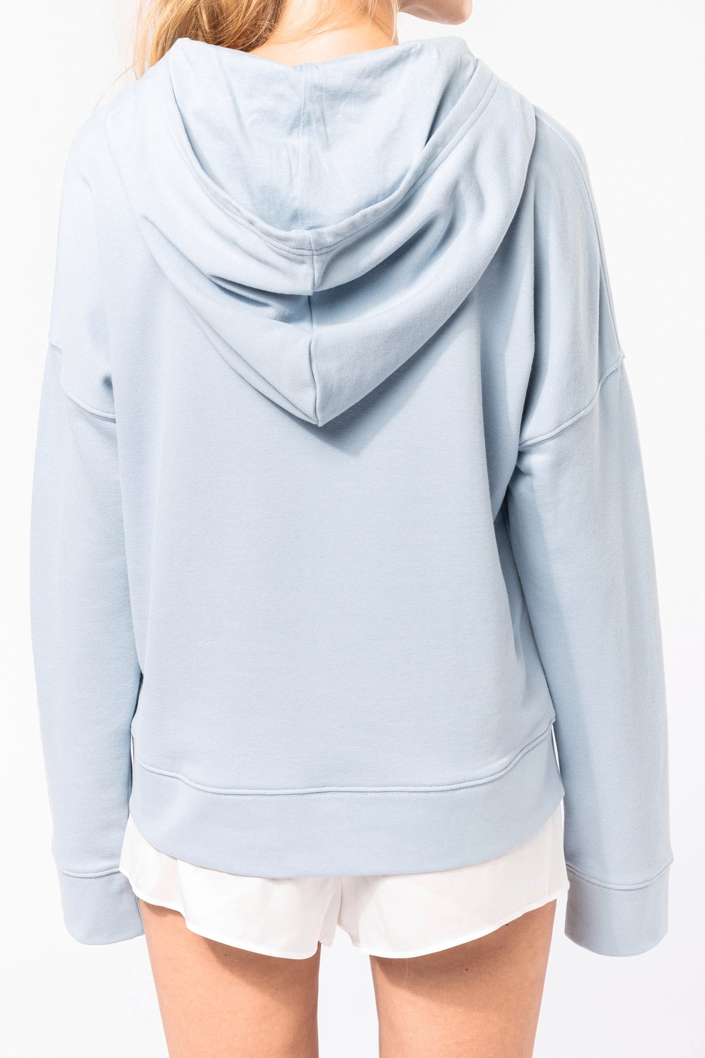 K494 - Felpa donna con cappuccio Lounge bio NON GARZATA