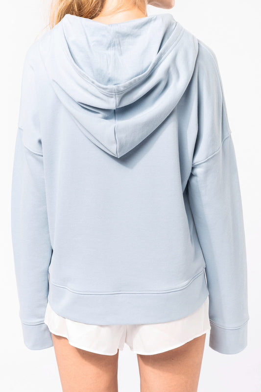 K494 - Felpa donna con cappuccio Lounge bio NON GARZATA