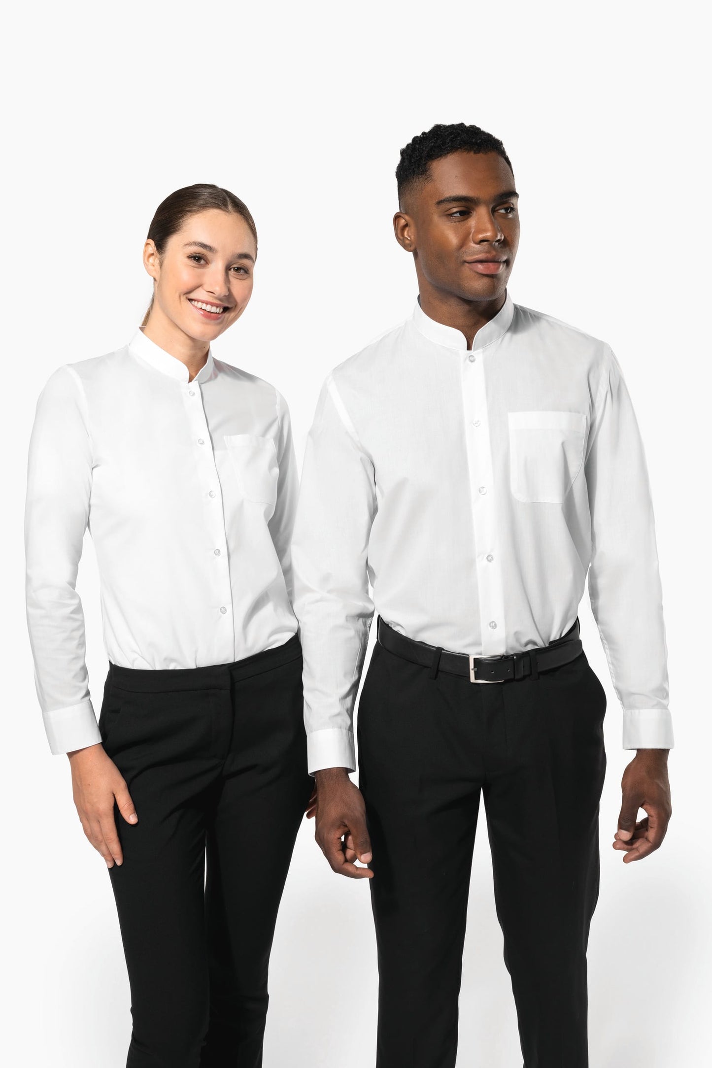 K515C - Camicia uomo collo alla coreana manica lunga