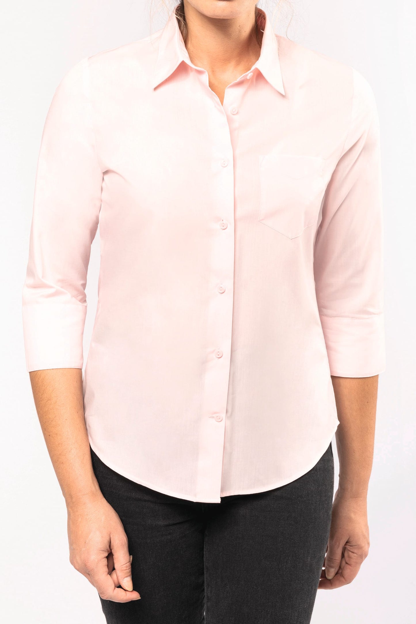 K558 - Camicia popeline policotone donna maniche 3/4 facile da lavare