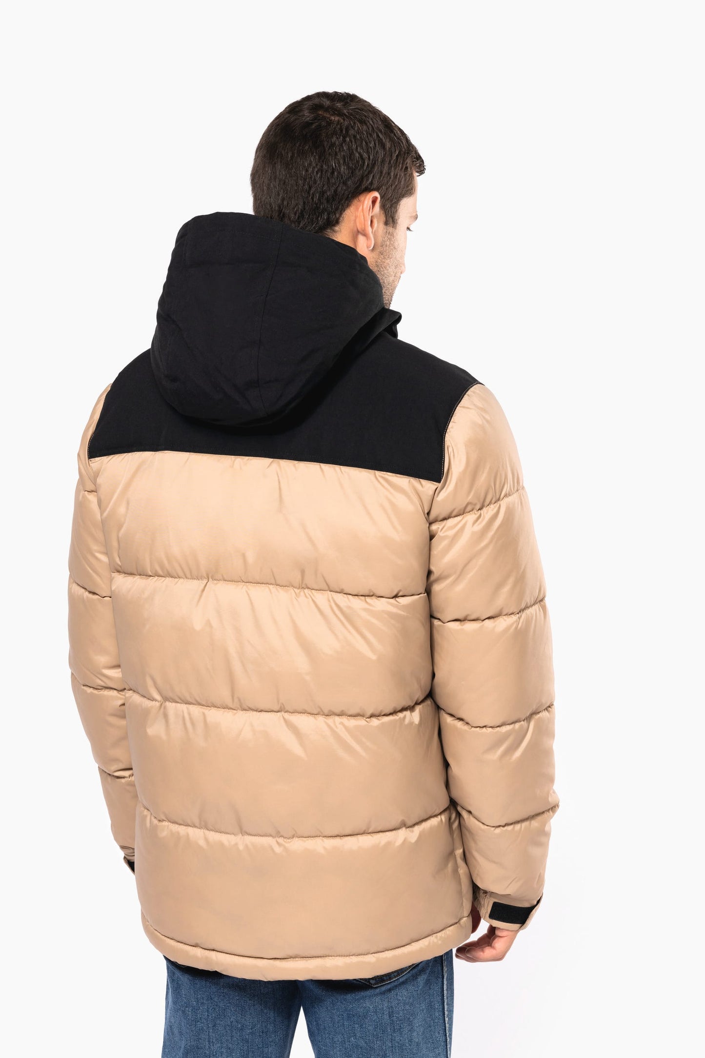K6163 - Parka imbottito con cappuccio bicolore unisex