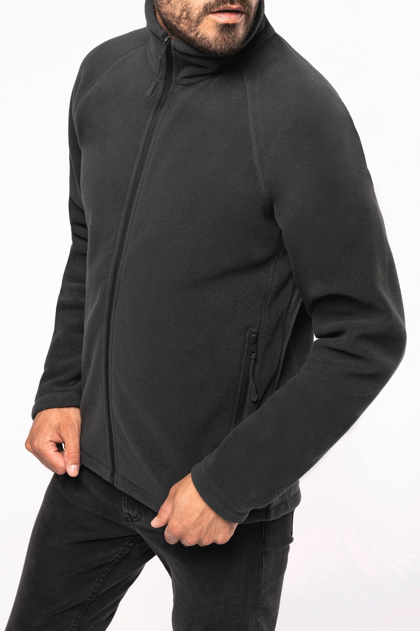 K917 - Giacca micropile con zip manica raglan uomo