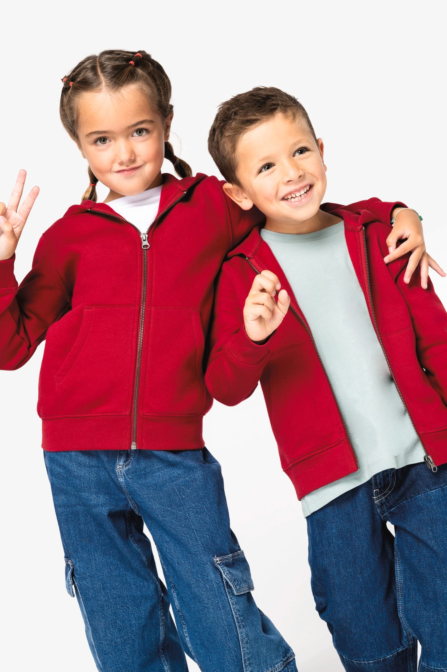 Felpa bambino ecosostenibile con cappuccio full zip (NS405A)