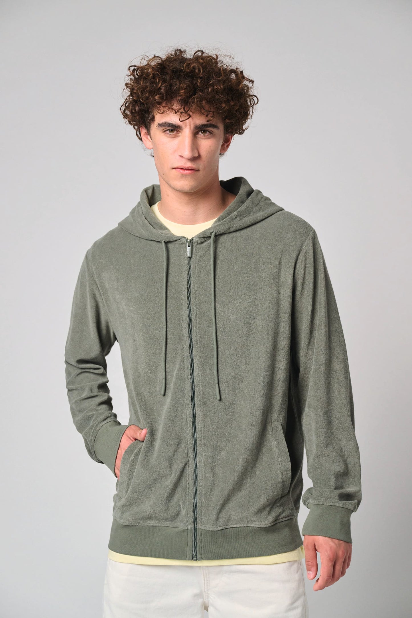 Felpa uomo ecosostenibile con cappuccio e zip in spugna (NS419)