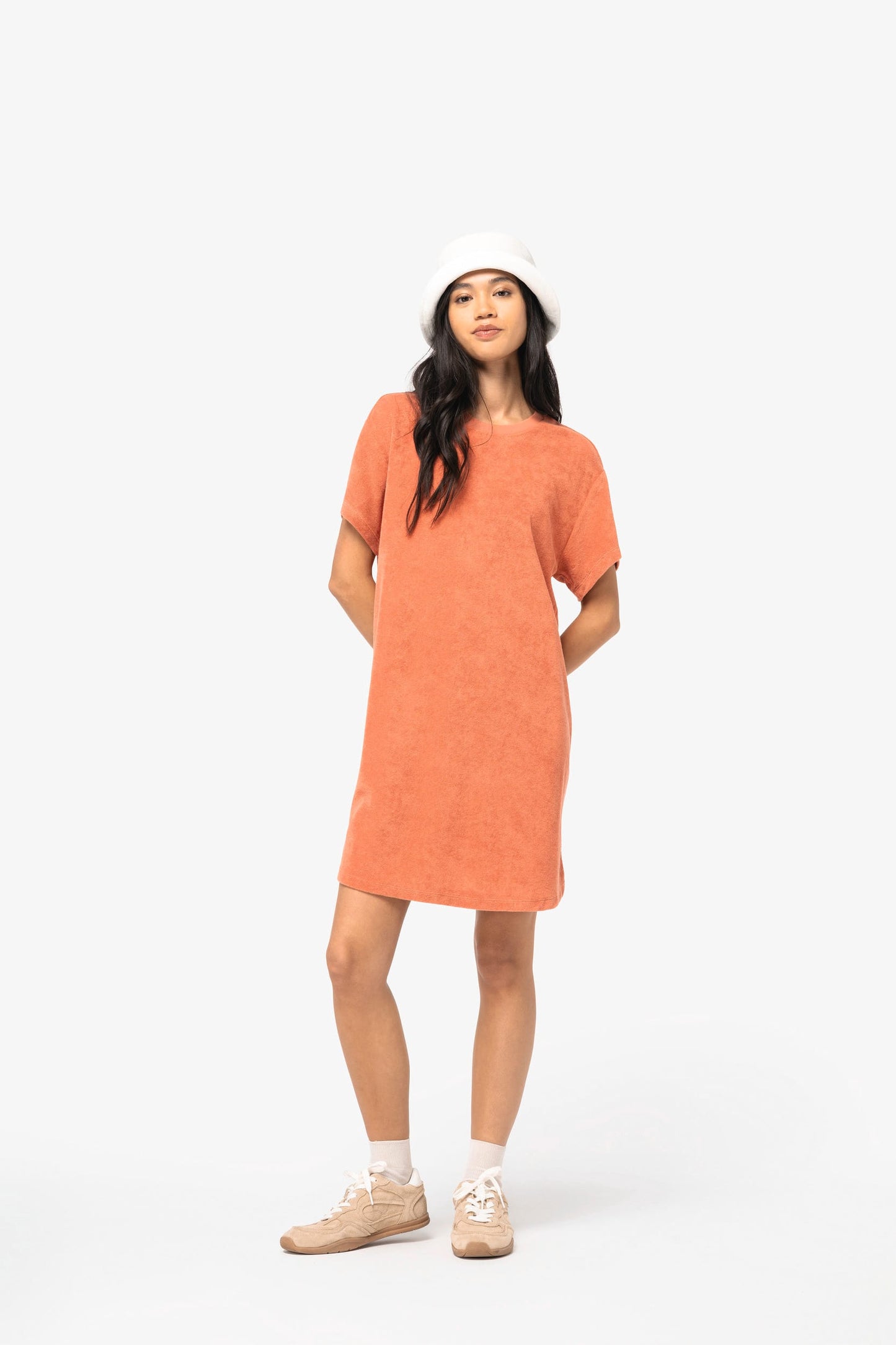 Vestito t-shirt donna ecosostenibile con spalle cadenti (NS5028)