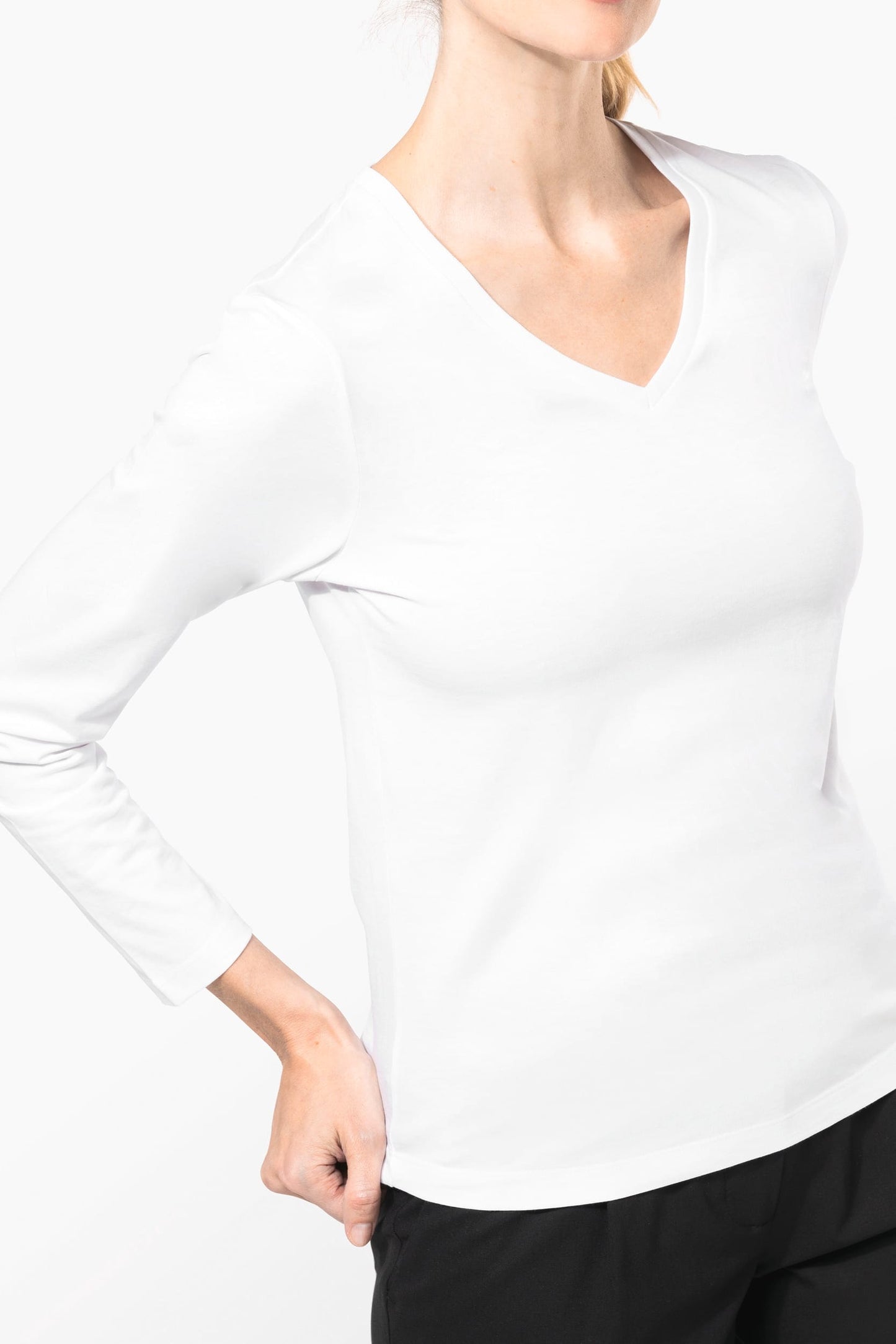 PK307 - T-shirt Supima® maniche lunghe e scollo a V