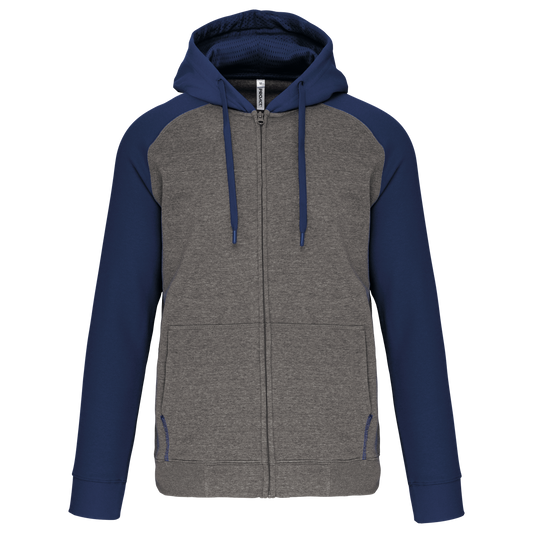 Giacca in felpa unisex con zip e cappuccio bicolore (PA380)