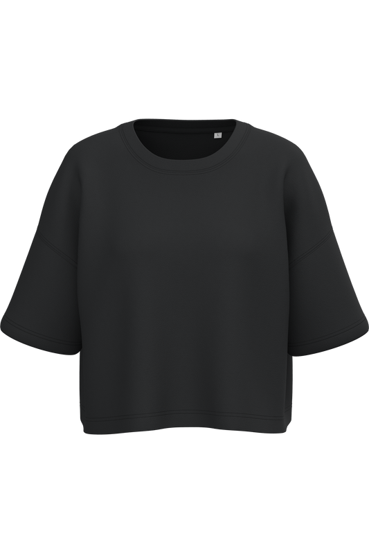 Felpa crop girocollo a maniche corte donna (PA394)