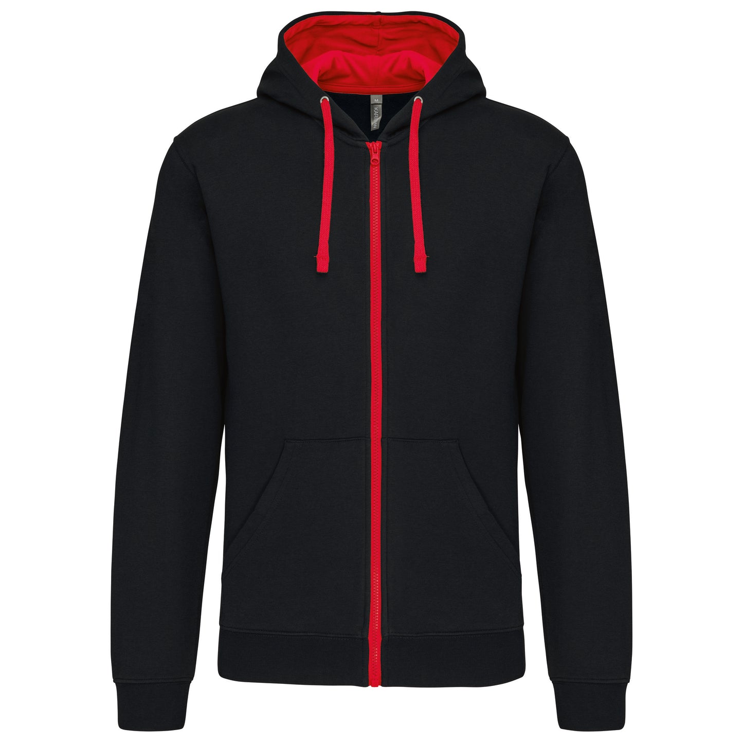 K466 - Felpa uomo con cappuccio a contrasto full zip