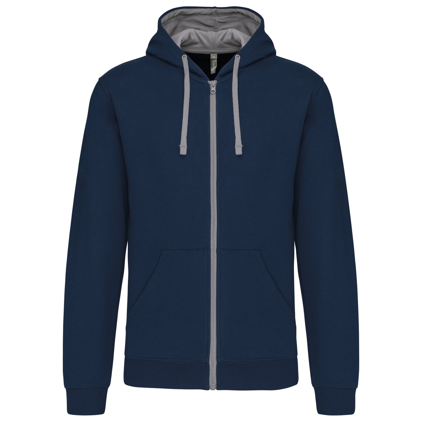 K466 - Felpa uomo con cappuccio a contrasto full zip