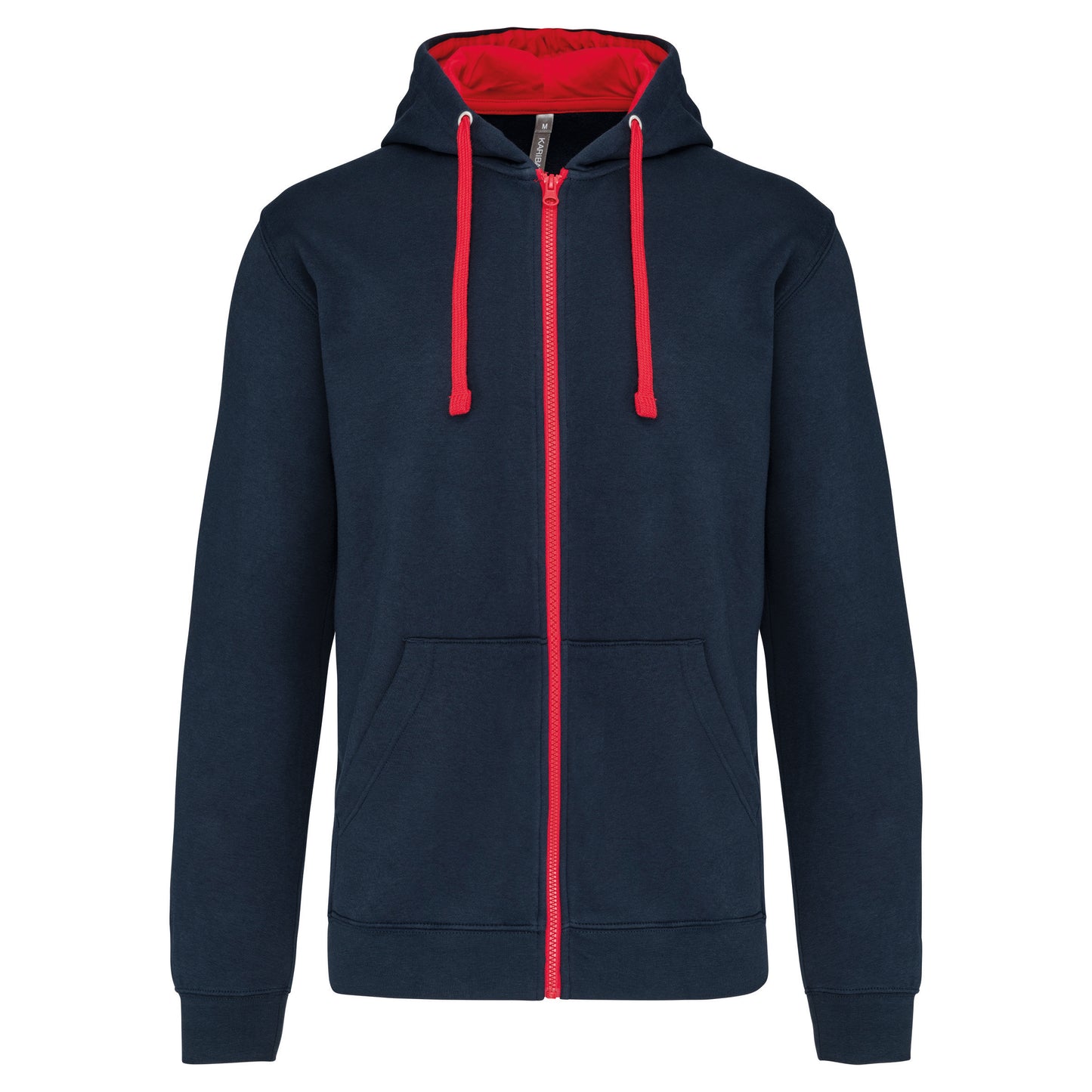K466 - Felpa uomo con cappuccio a contrasto full zip
