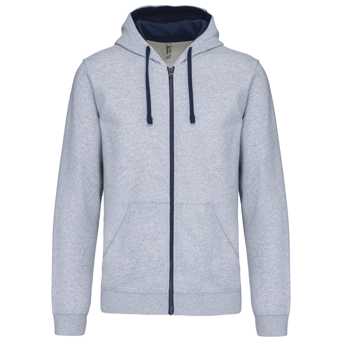 K466 - Felpa uomo con cappuccio a contrasto full zip