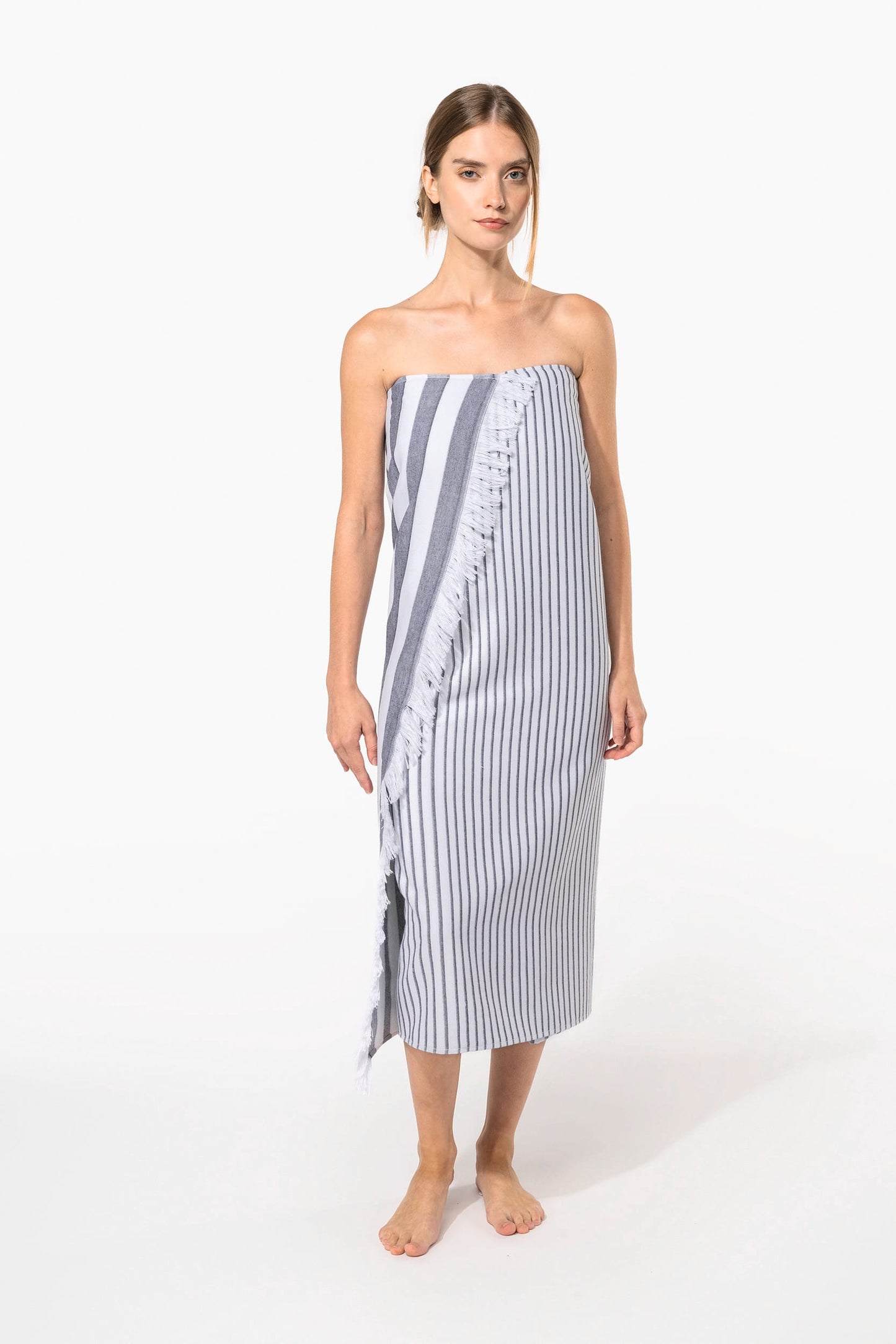 K132 - Fouta a righe con frange