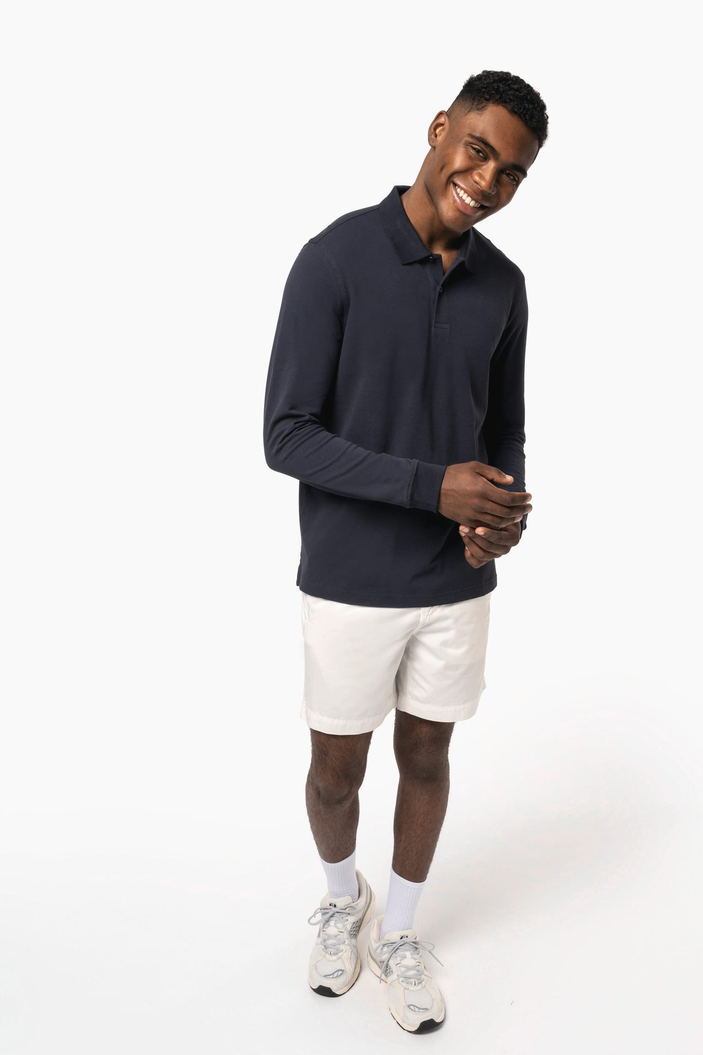 K2027C - Polo uomo in piqué biologico 180 a maniche lunghe