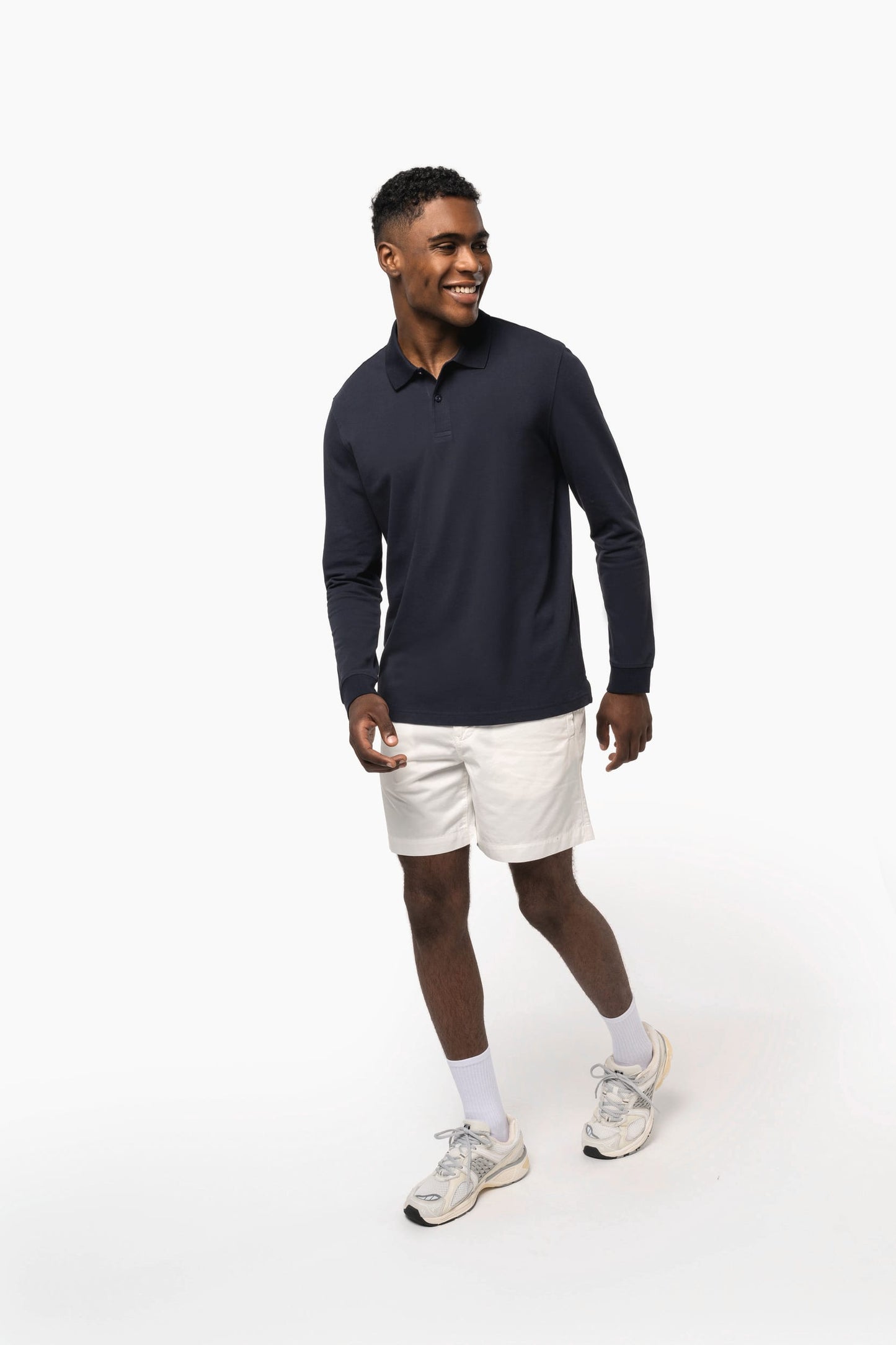 K2027 - Polo uomo in piqué biologico 180 a maniche lunghe