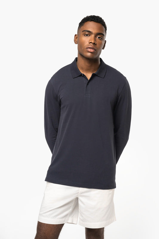 K2027C - Polo uomo in piqué biologico 180 a maniche lunghe