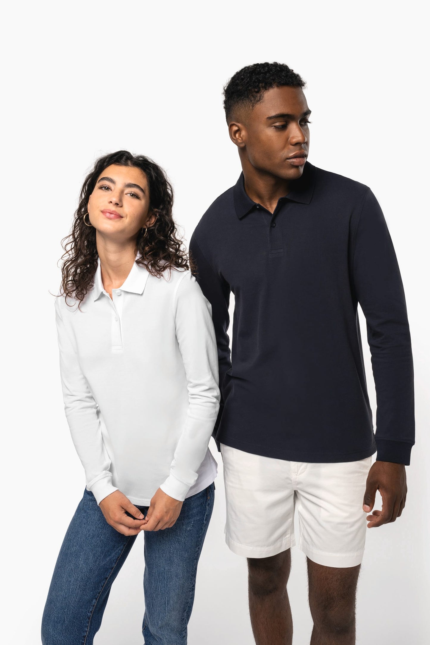 K2027A - Polo uomo in piqué biologico 180 a maniche lunghe