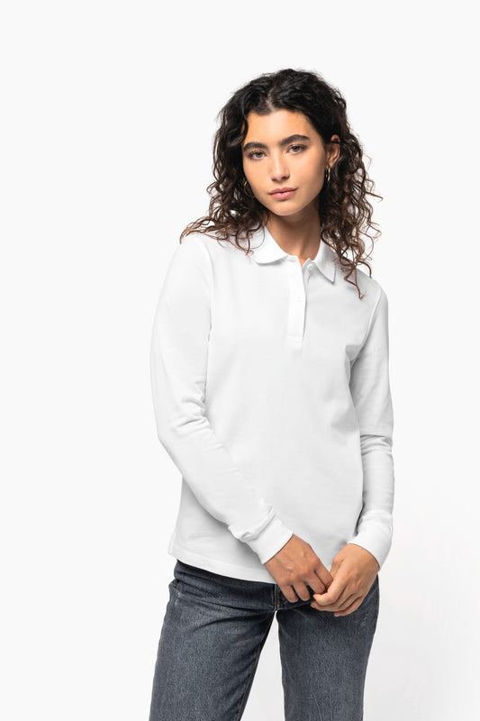 K2028 - Polo donna in piqué 180 biologico a maniche lunghe