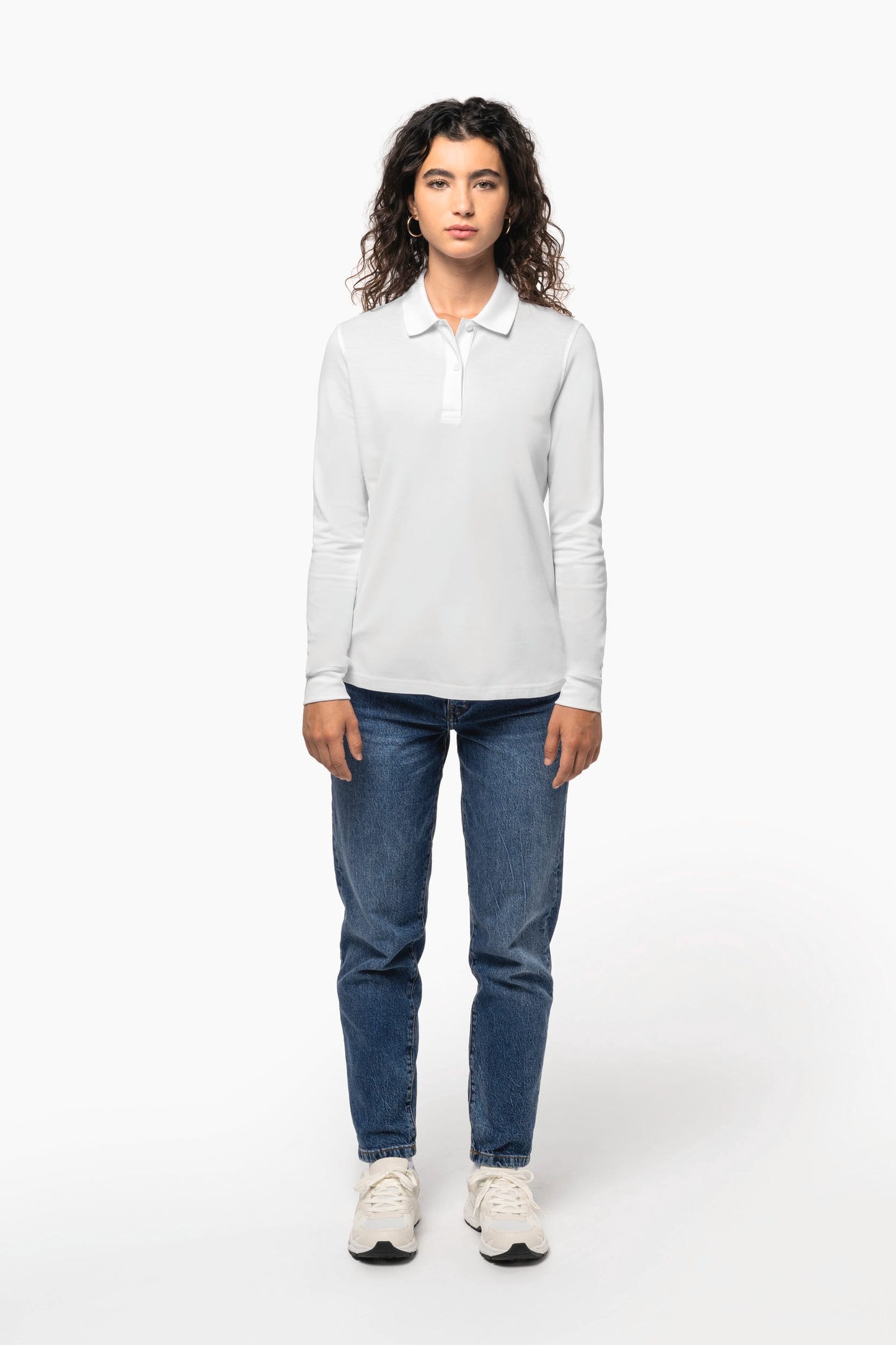 K2028 - Polo donna in piqué 180 biologico a maniche lunghe