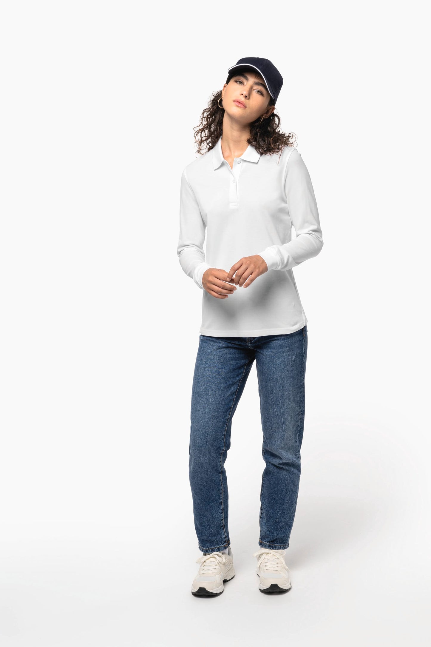 K2028A - Polo donna in piqué 180 biologico a maniche lunghe