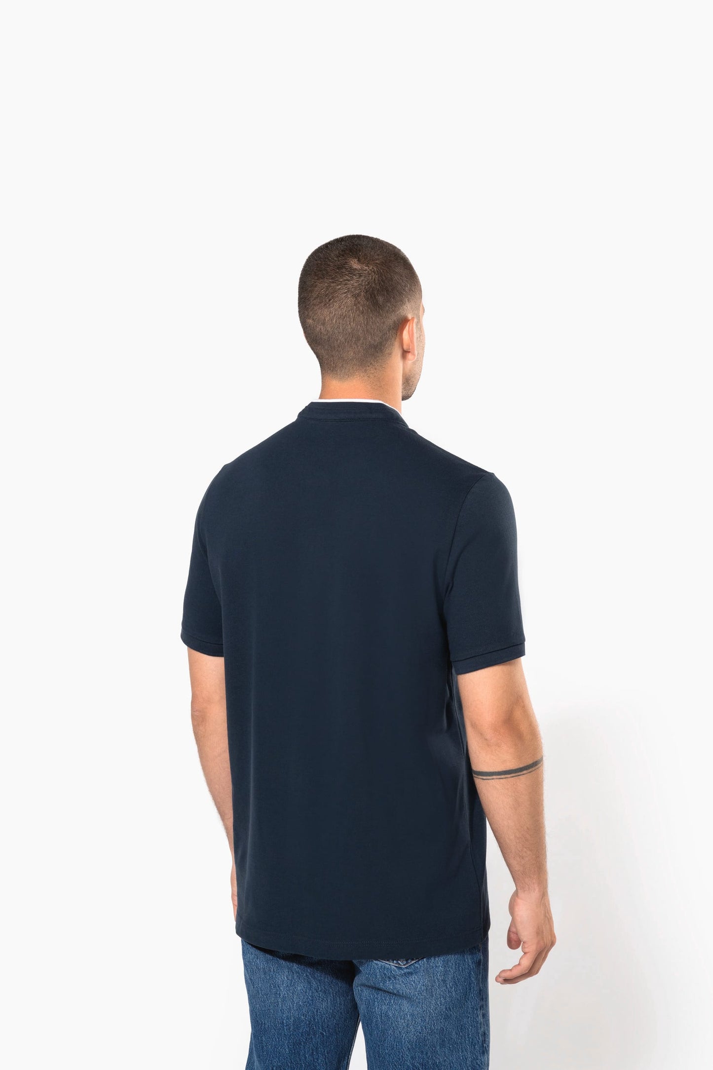 K223 - Polo uomo manica corta con collo alla coreana