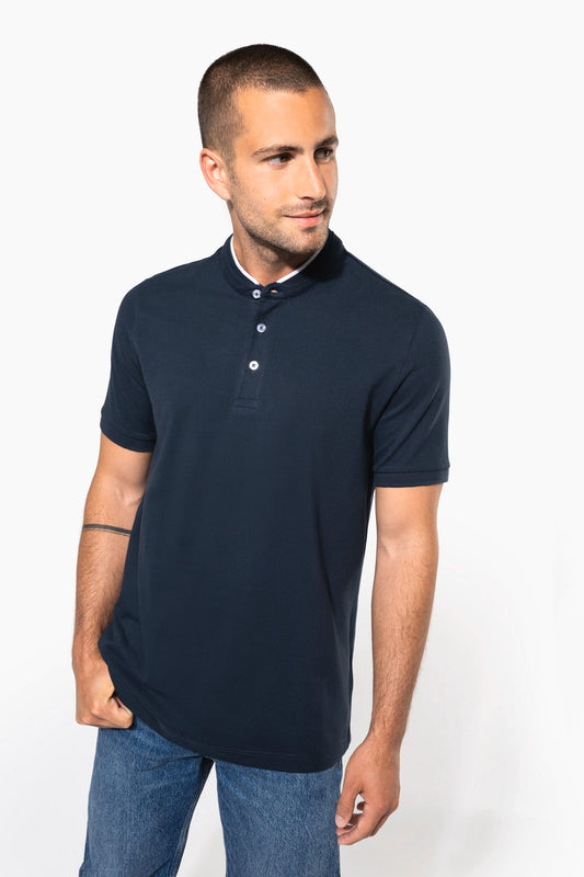 K223 - Polo uomo manica corta con collo alla coreana