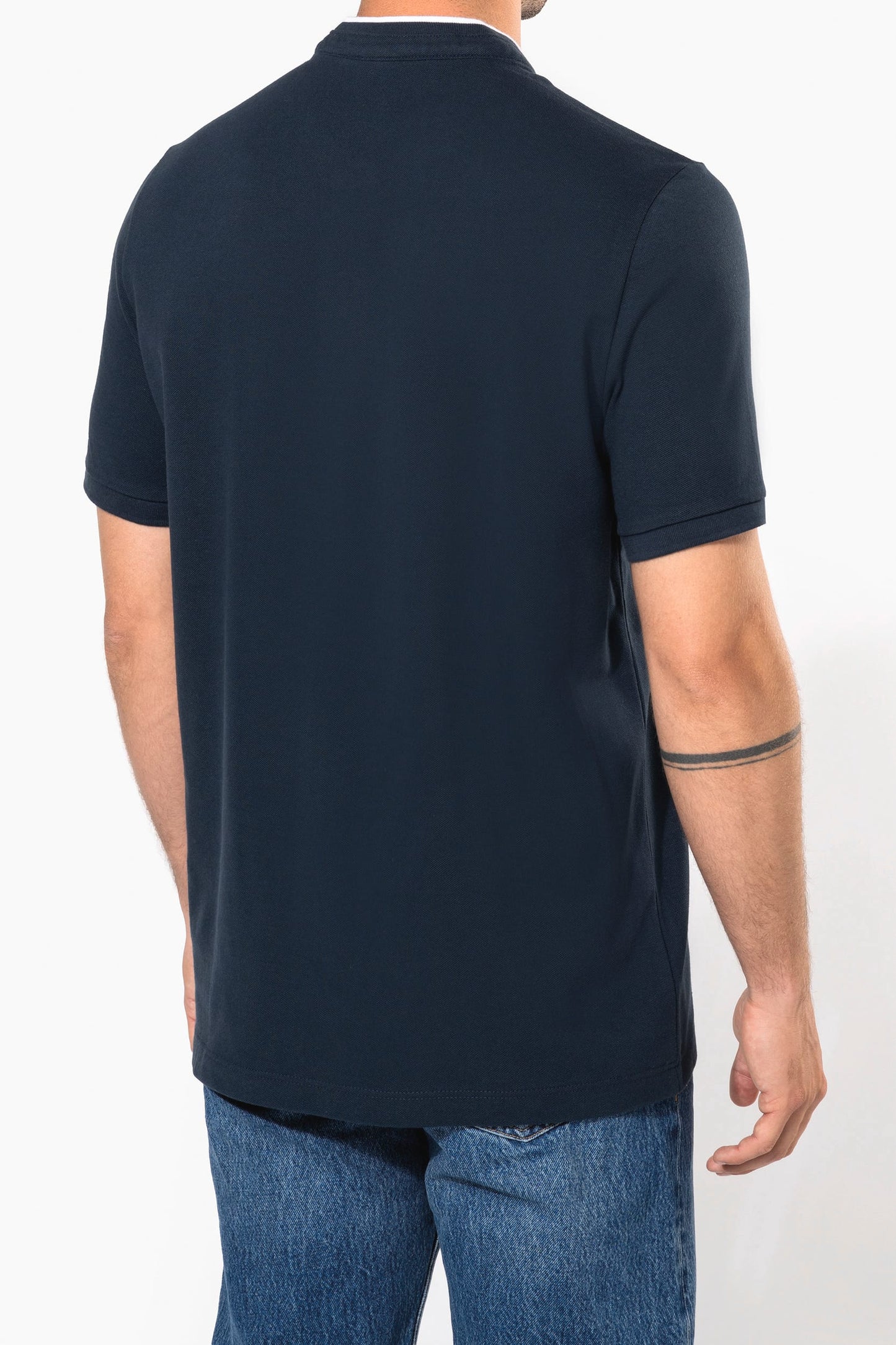 K223 - Polo uomo manica corta con collo alla coreana