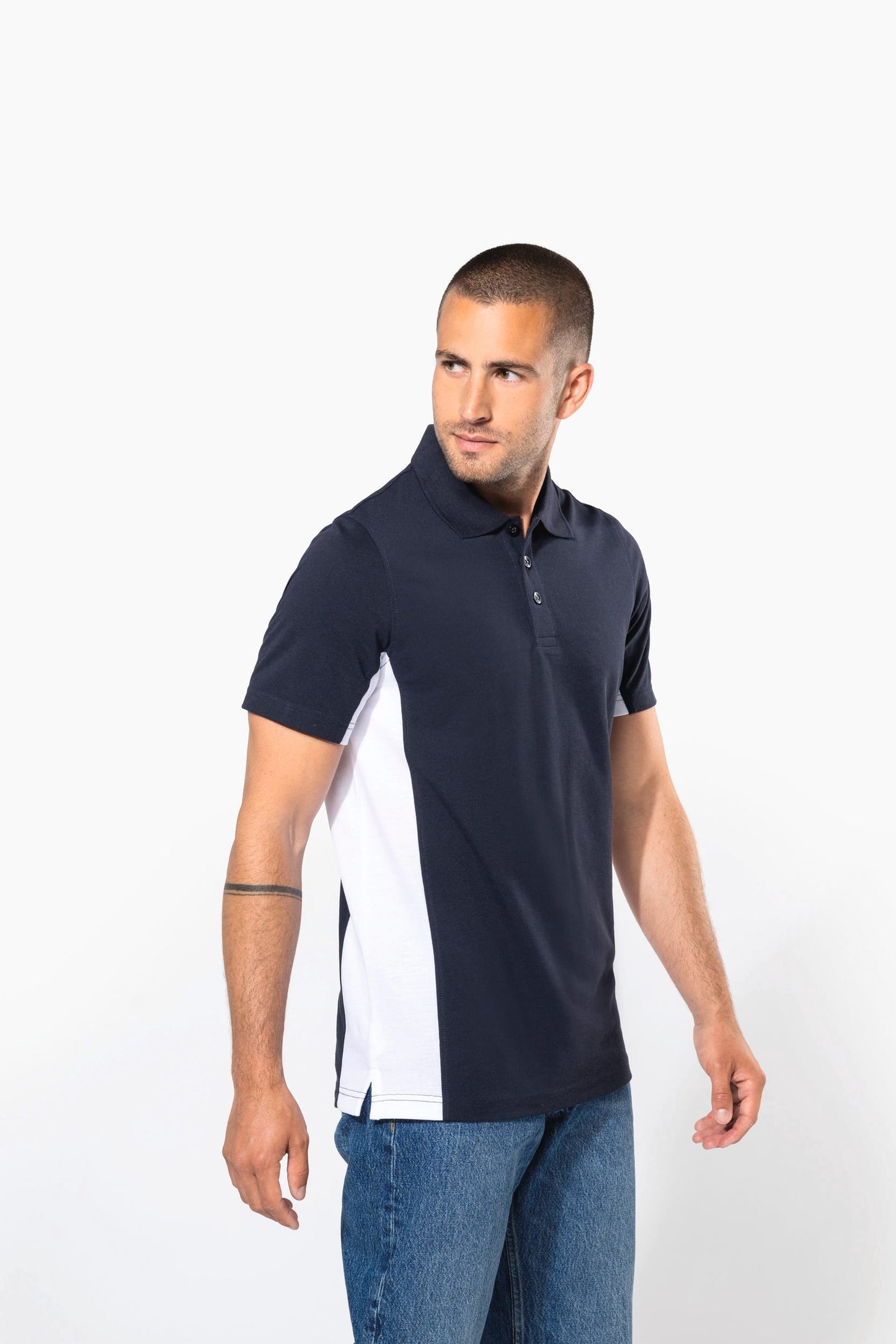 K232 - Polo piqué uomo bicolore maniche corte