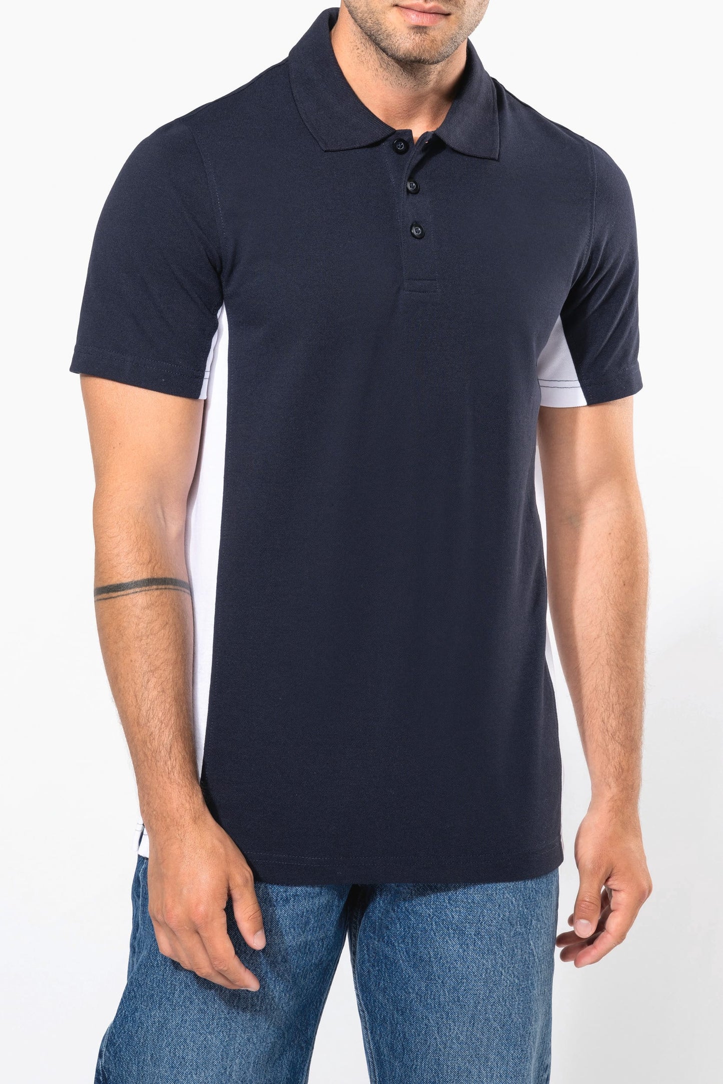 K232 - Polo piqué uomo bicolore maniche corte