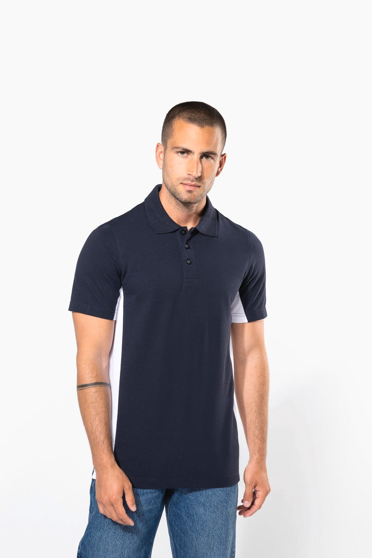 K232 - Polo piqué uomo bicolore maniche corte
