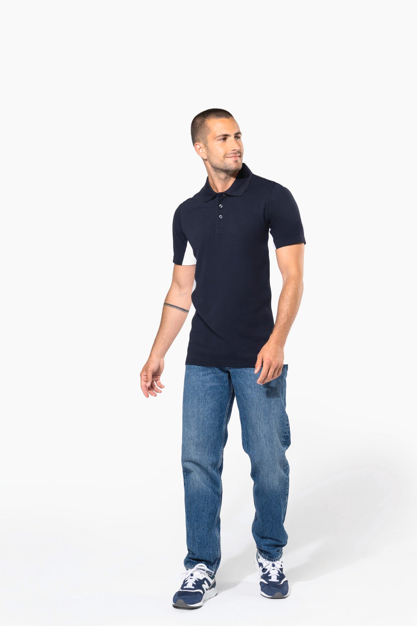 K232 - Polo piqué uomo bicolore maniche corte