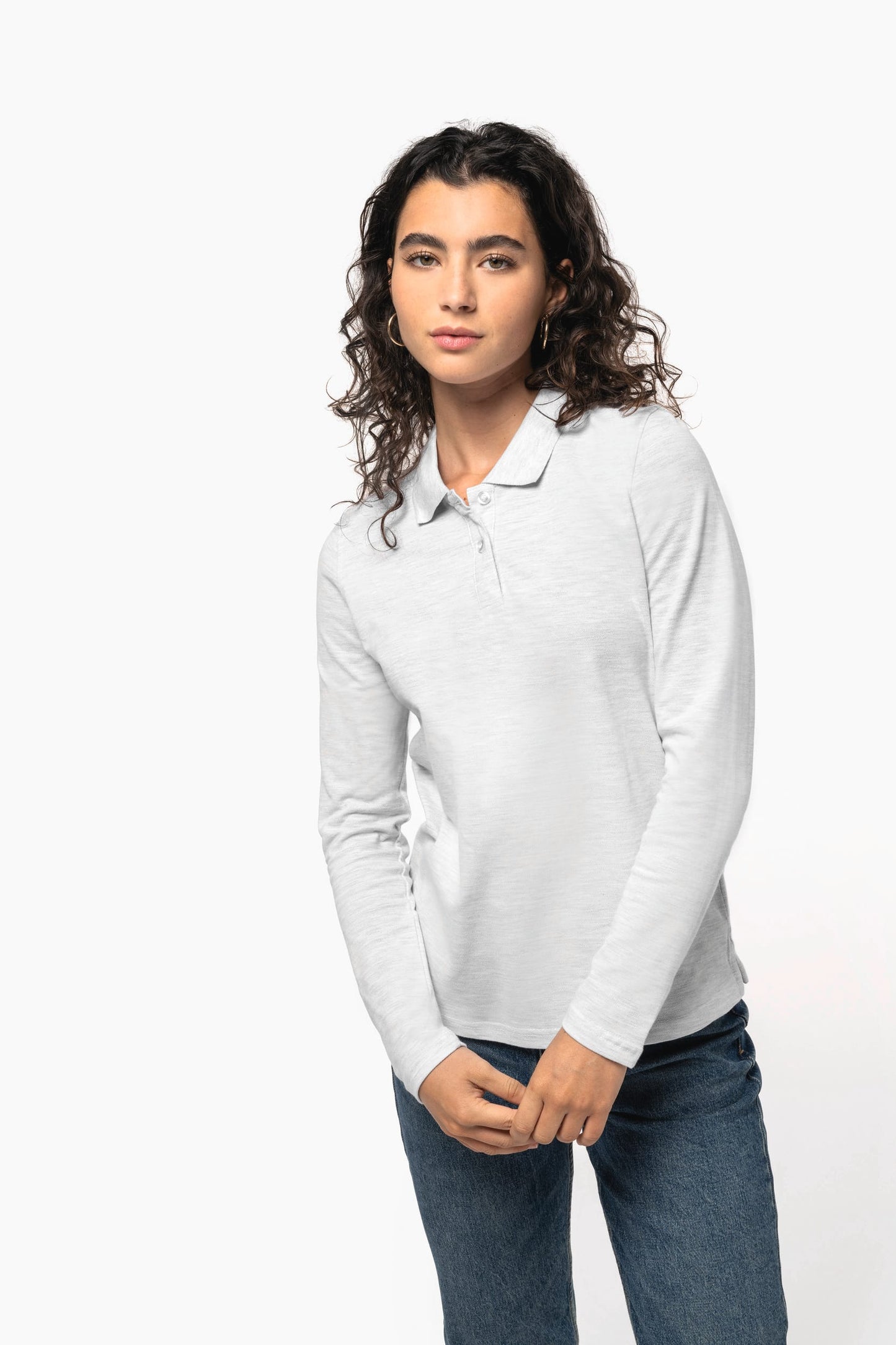 K244 - Polo piqué donna manica lunga