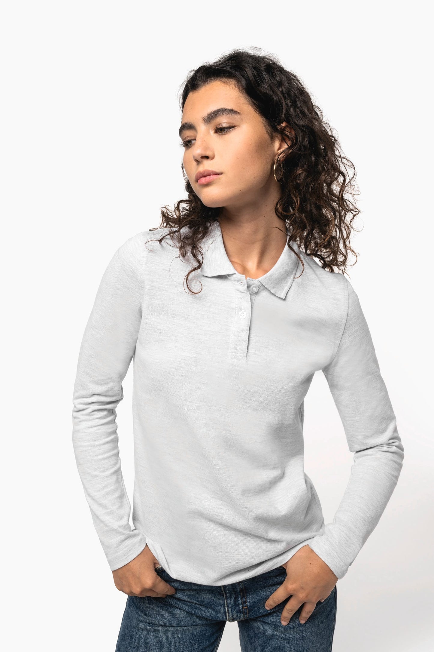 K244 - Polo piqué donna manica lunga