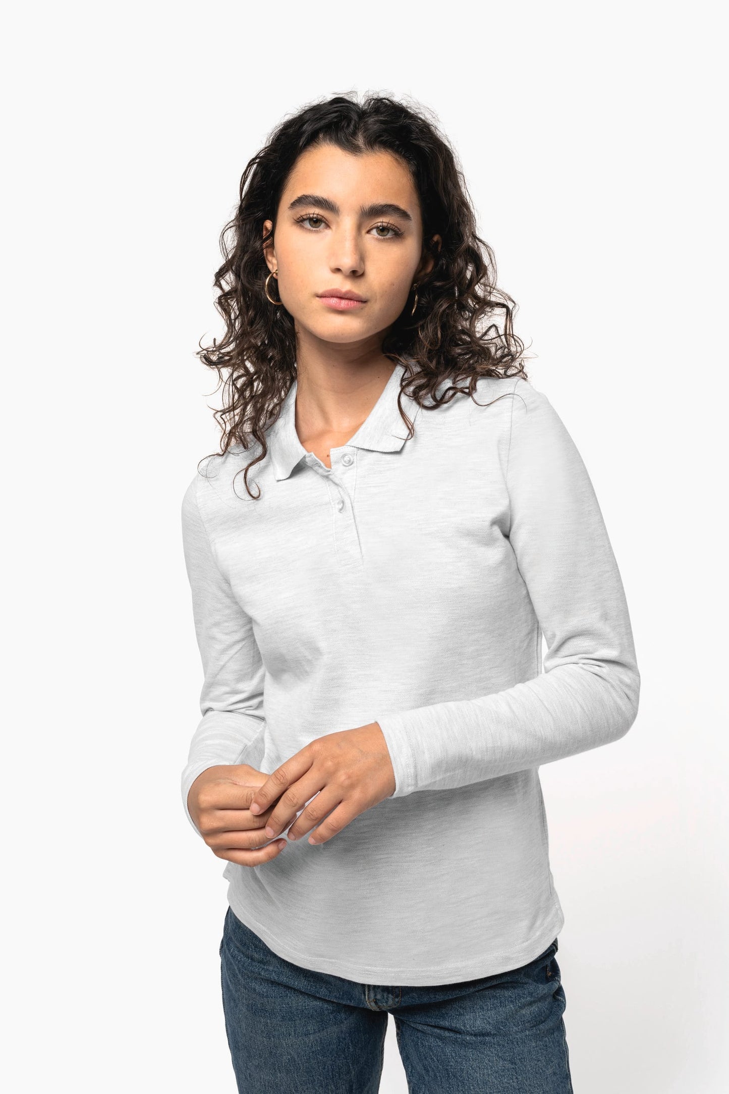 K244 - Polo piqué donna manica lunga