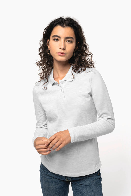 K244 - Polo piqué donna manica lunga
