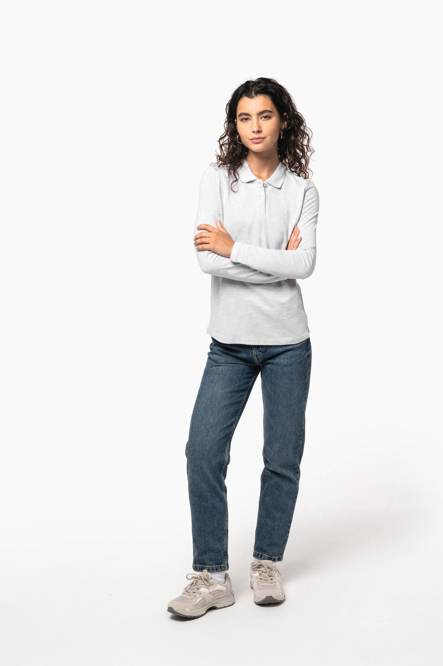 K244 - Polo piqué donna manica lunga