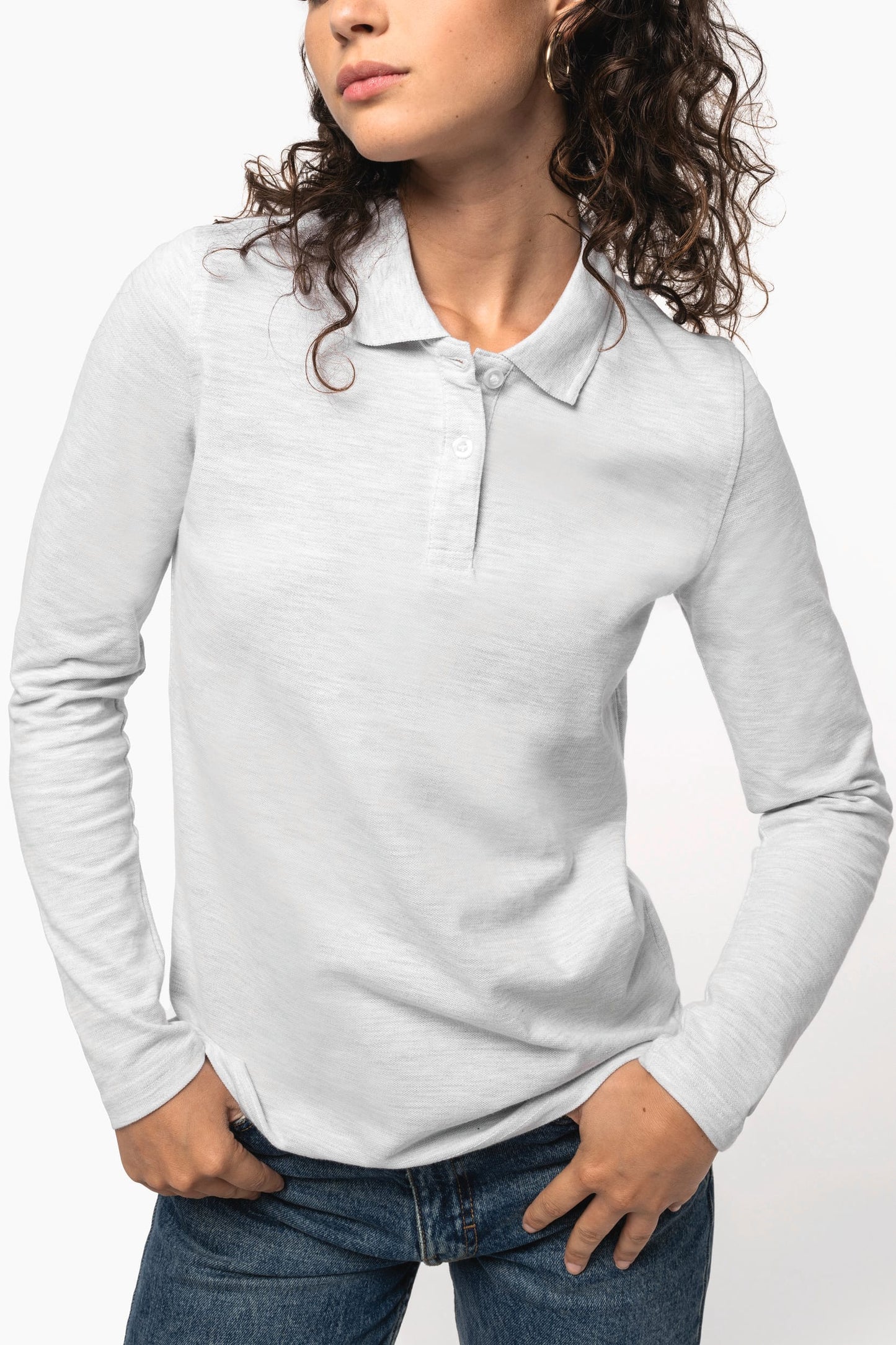 K244 - Polo piqué donna manica lunga