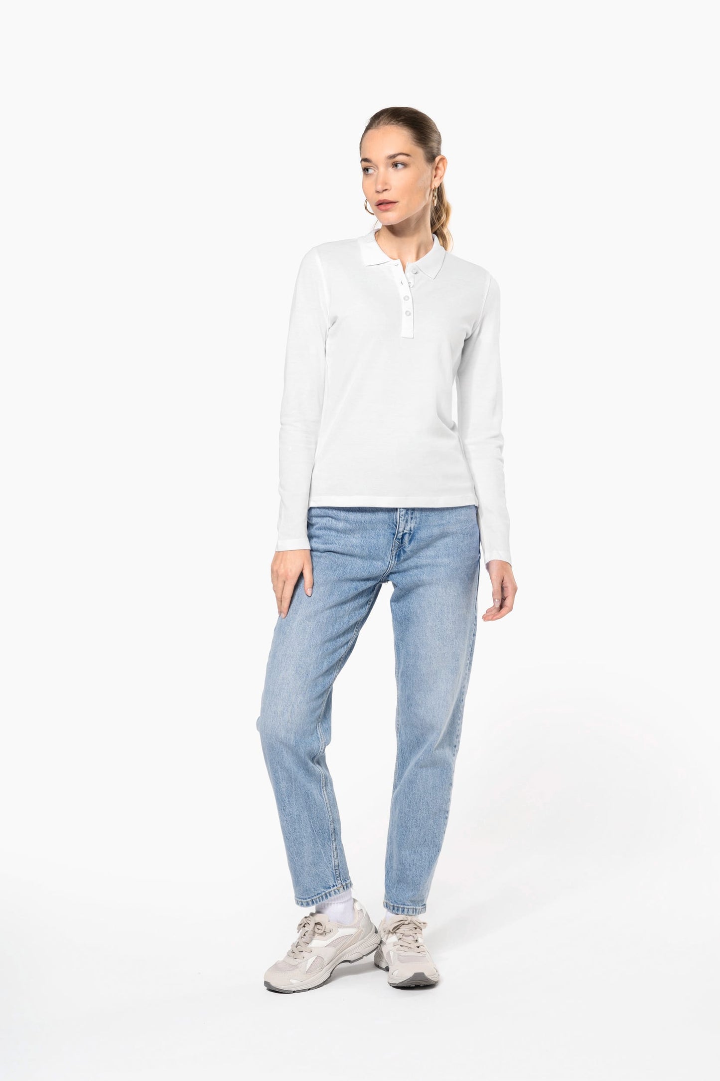 K257C - Polo piqué donna manica lunga