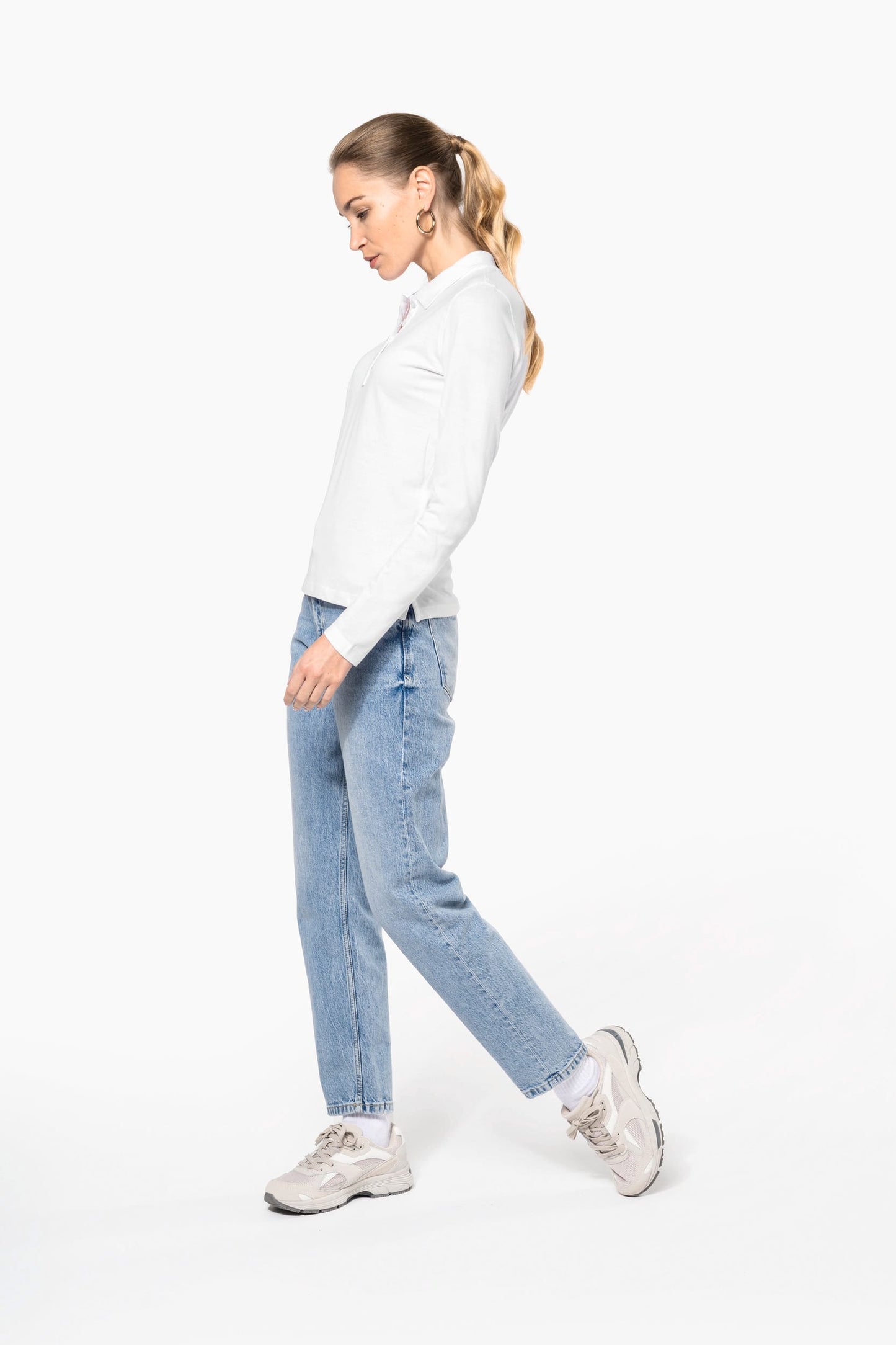 K257C - Polo piqué donna manica lunga
