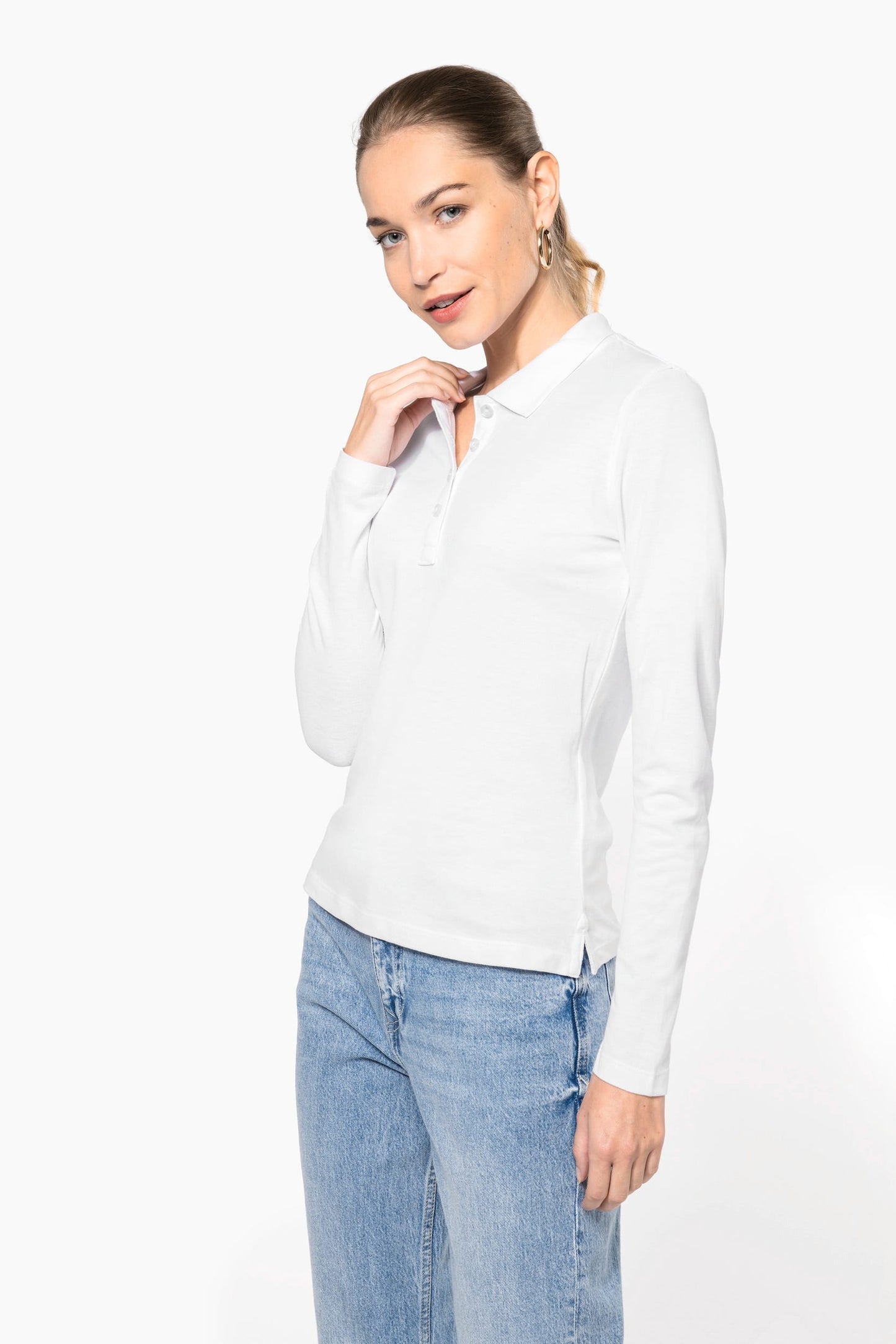 K257C - Polo piqué donna manica lunga