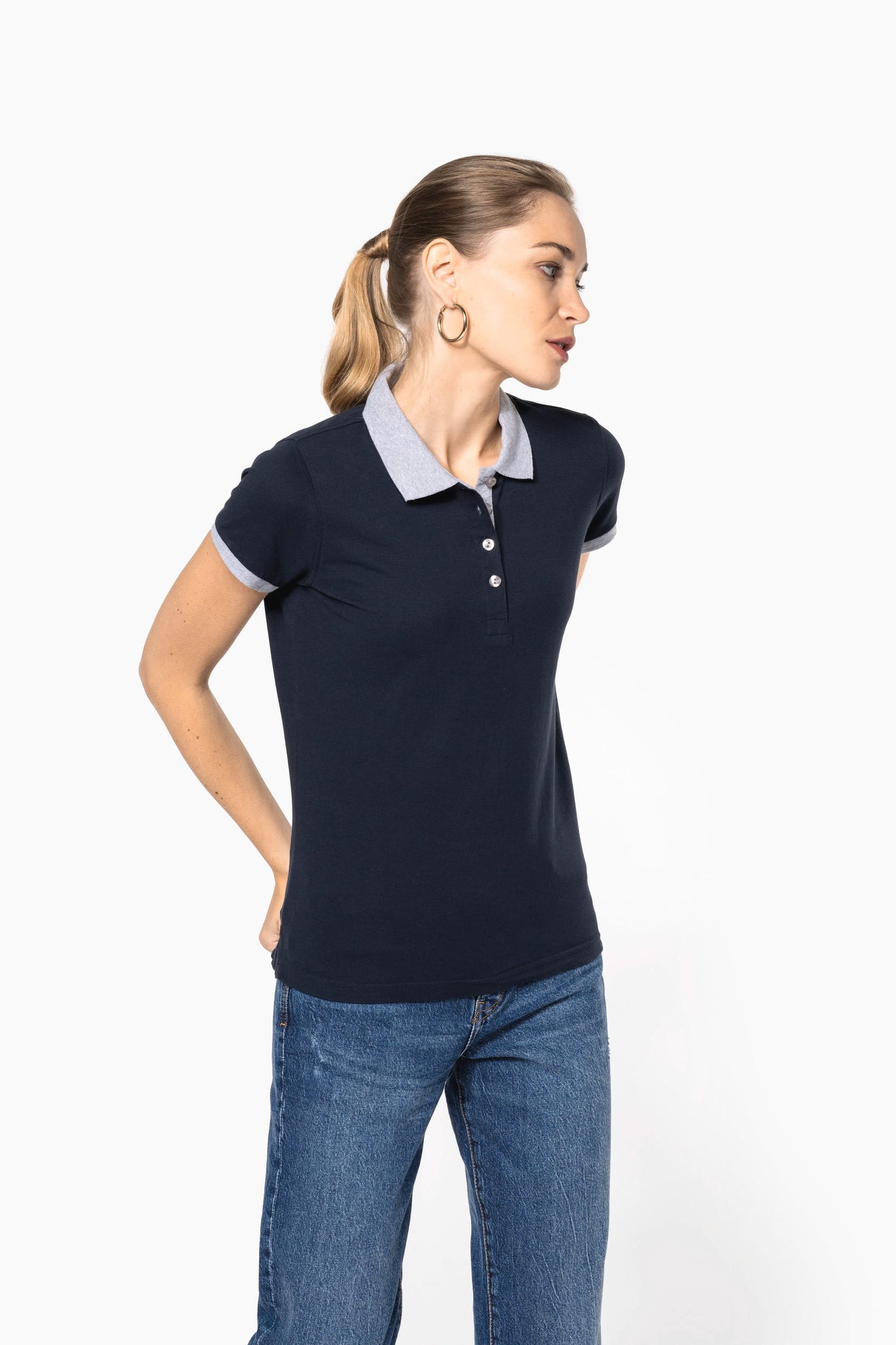 K259 - Polo piqué donna bicolore
