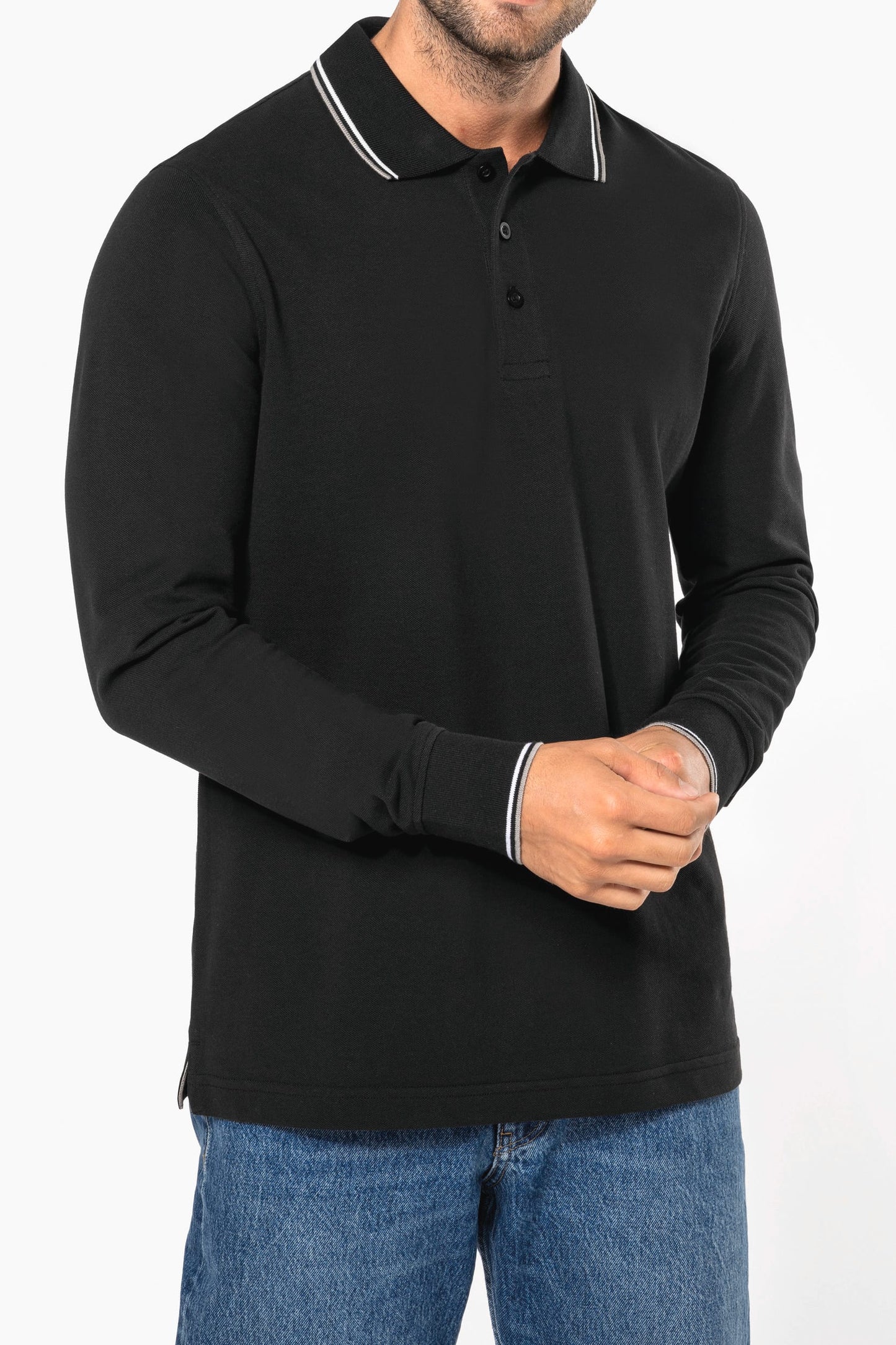 K280 - Polo piqué uomo maniche lunghe