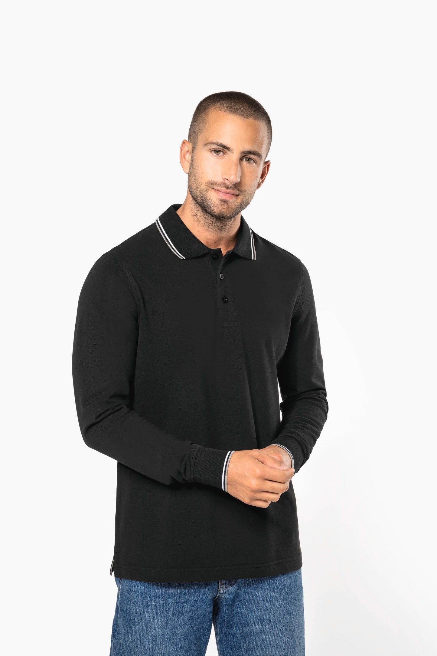 K280 - Polo piqué uomo maniche lunghe