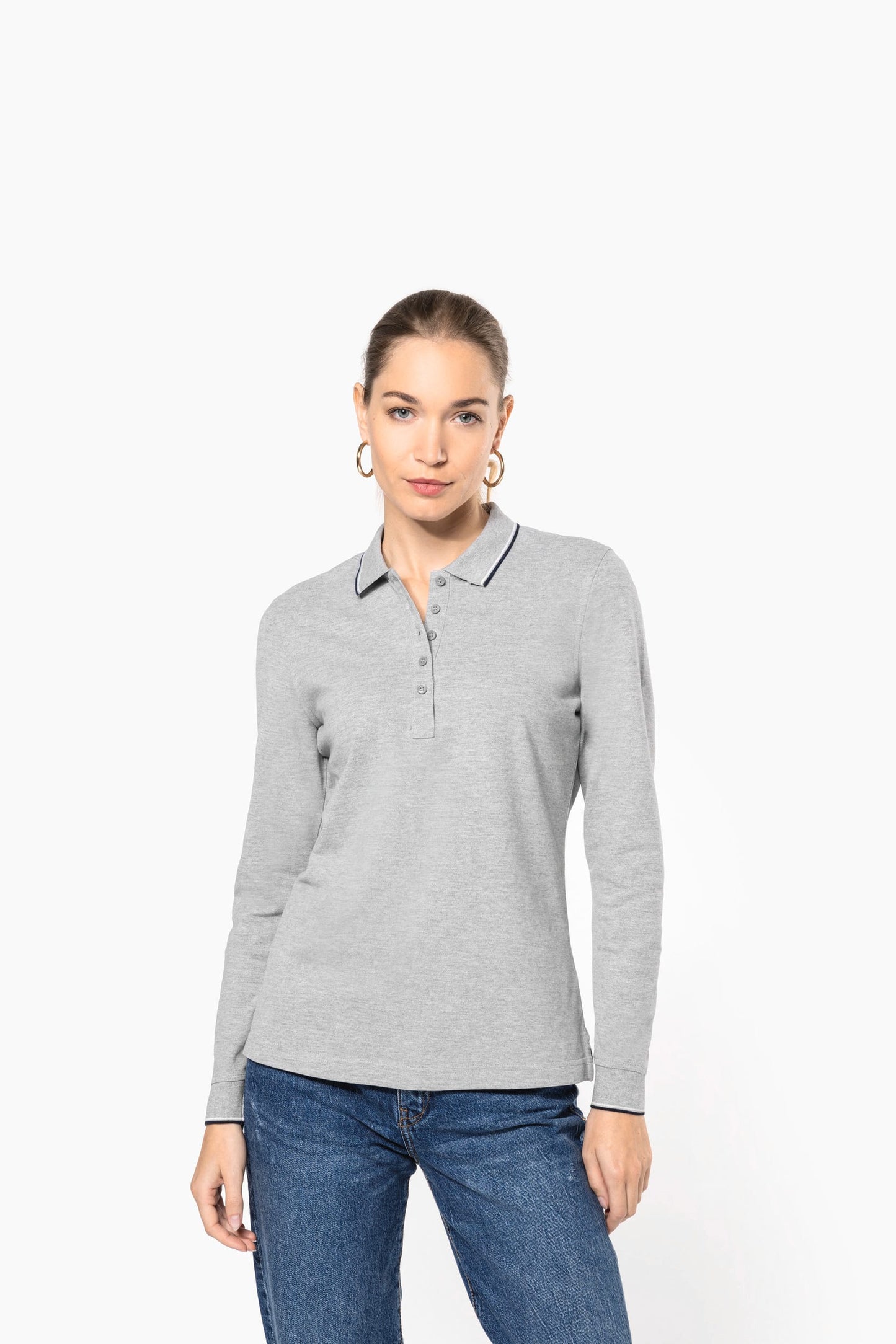 K281 - Polo piqué donna maniche lunghe