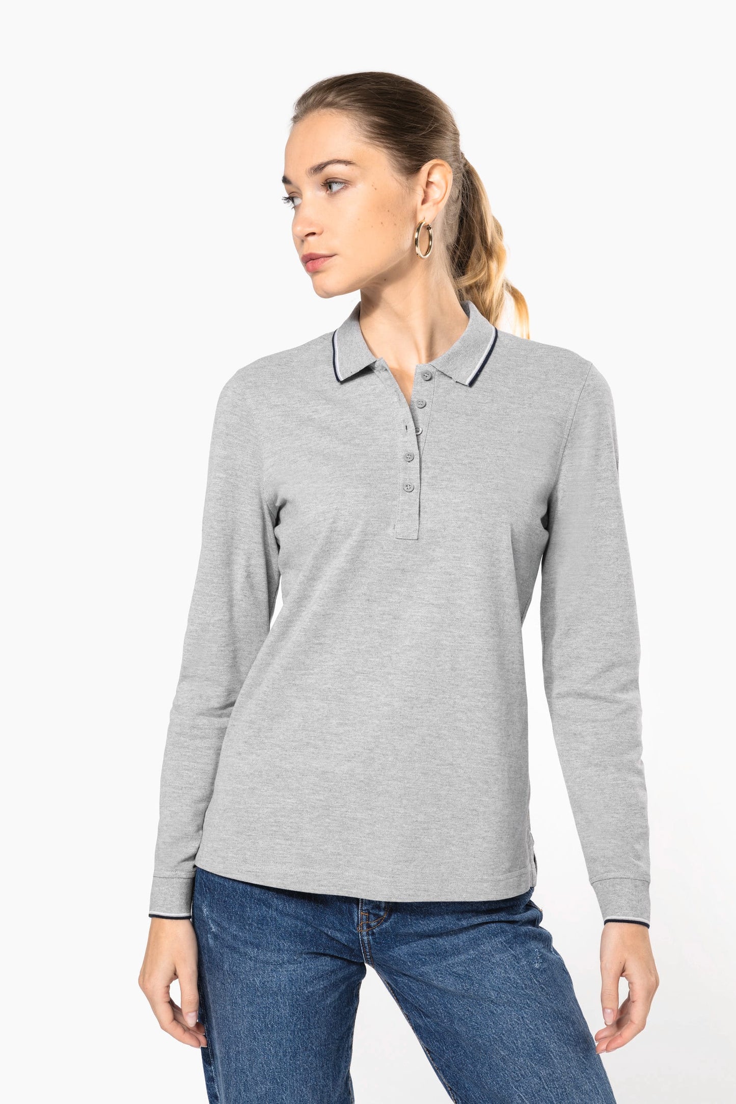 K281 - Polo piqué donna maniche lunghe