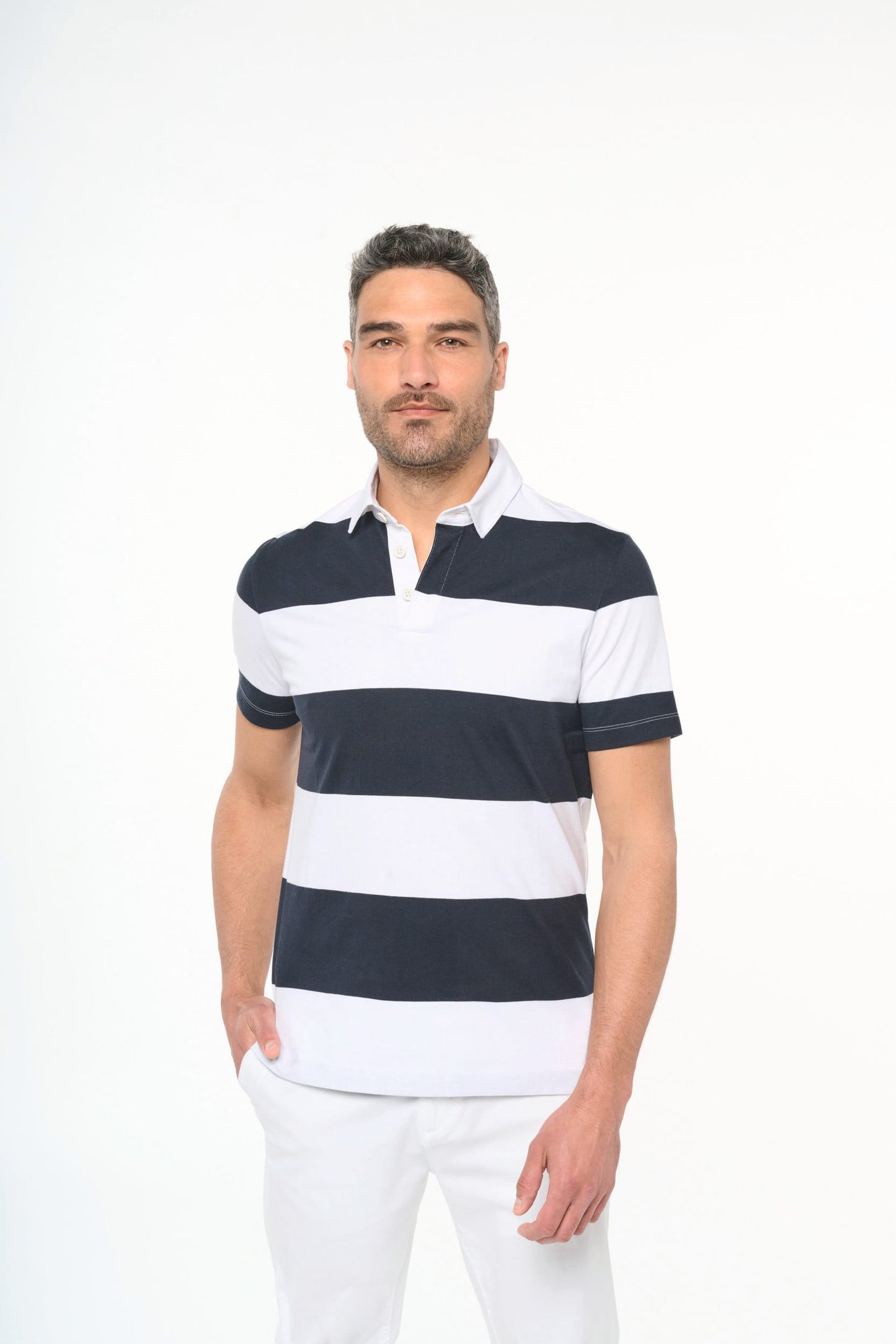 K286X - Polo rugby a righe maniche corte unisex