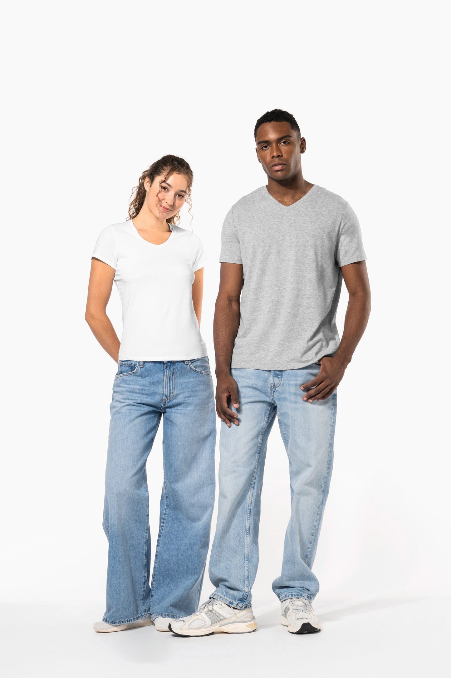 K3015 - T-shirt donna maniche corte con collo a V<br/>