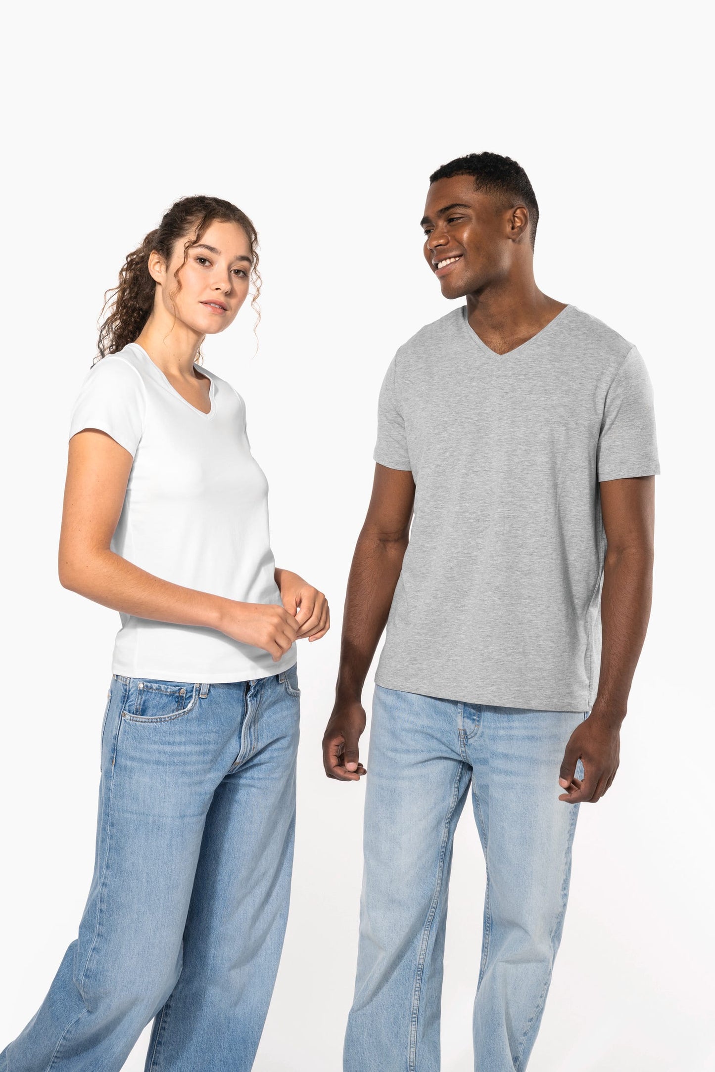 K3015 - T-shirt donna maniche corte con collo a V<br/>